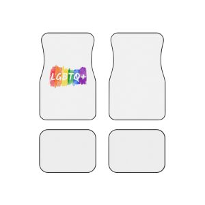 Lgbtq Logo Lettering Text Vector Rainbow Watercolor Paint Textured Colorful Stripes Car Mats Set Of 4
