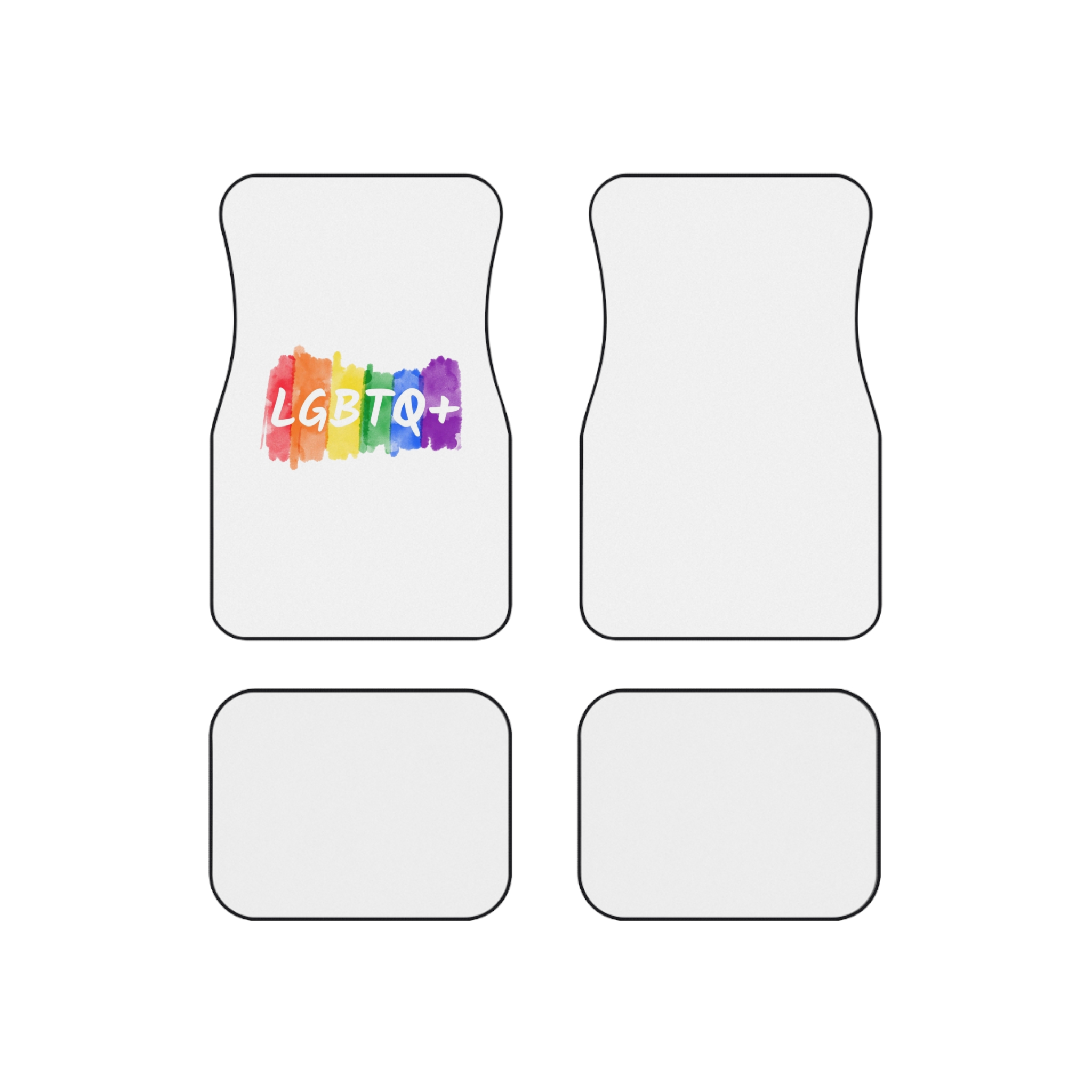 Lgbtq Logo Lettering Text Vector Rainbow Watercolor Paint Textured Colorful Stripes Car Mats Set Of 4
