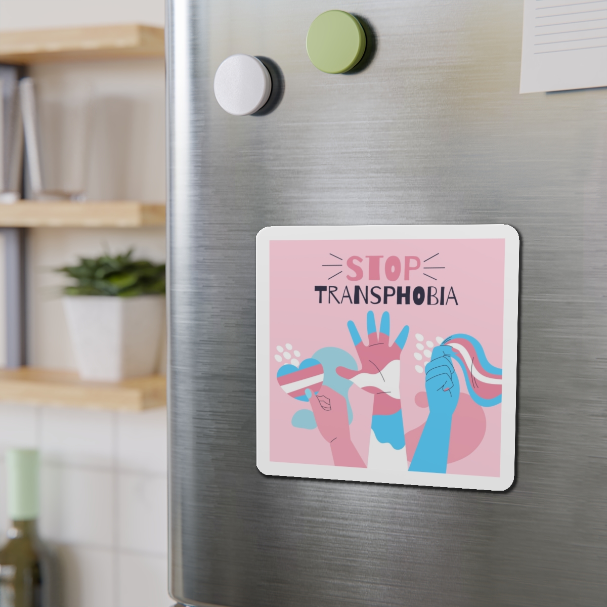 Hand Drawn Flat Design Stop Transphobia Concept Die Cut Magnets - Image 12