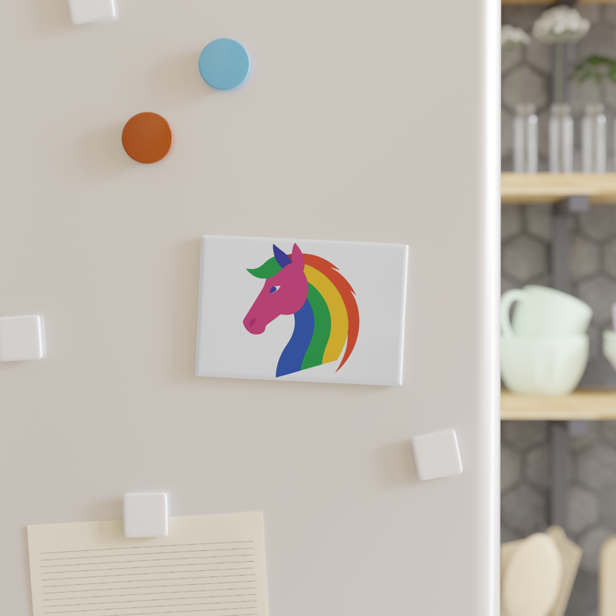 Rainbow Unicorn Head Flat Style Button Magnet Rectangle 1 And 10 Pcs - Image 7