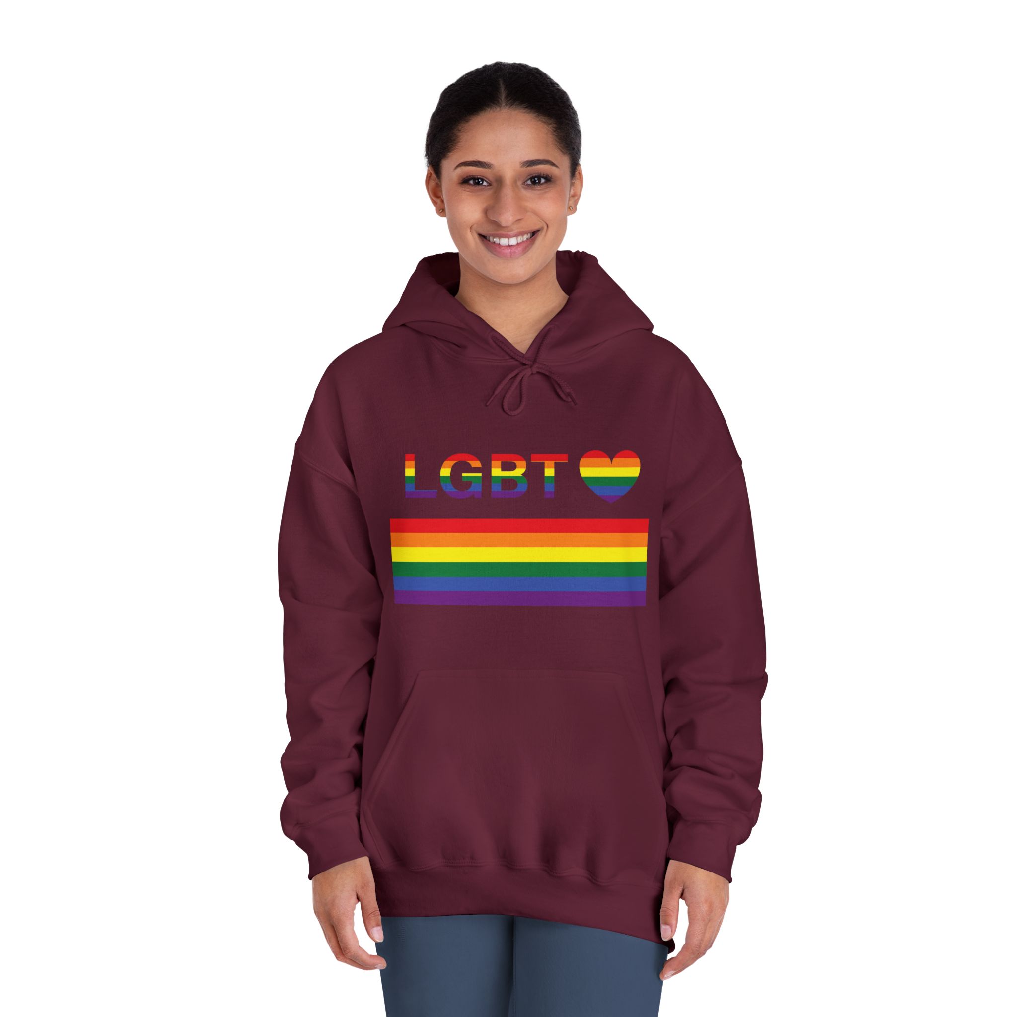 Lgbt Word Text Letter With Heart Rainbow Color Flag Isolated White Background Vector Illustration Unisex Dryblend Hooded Sweatshirt - Image 20