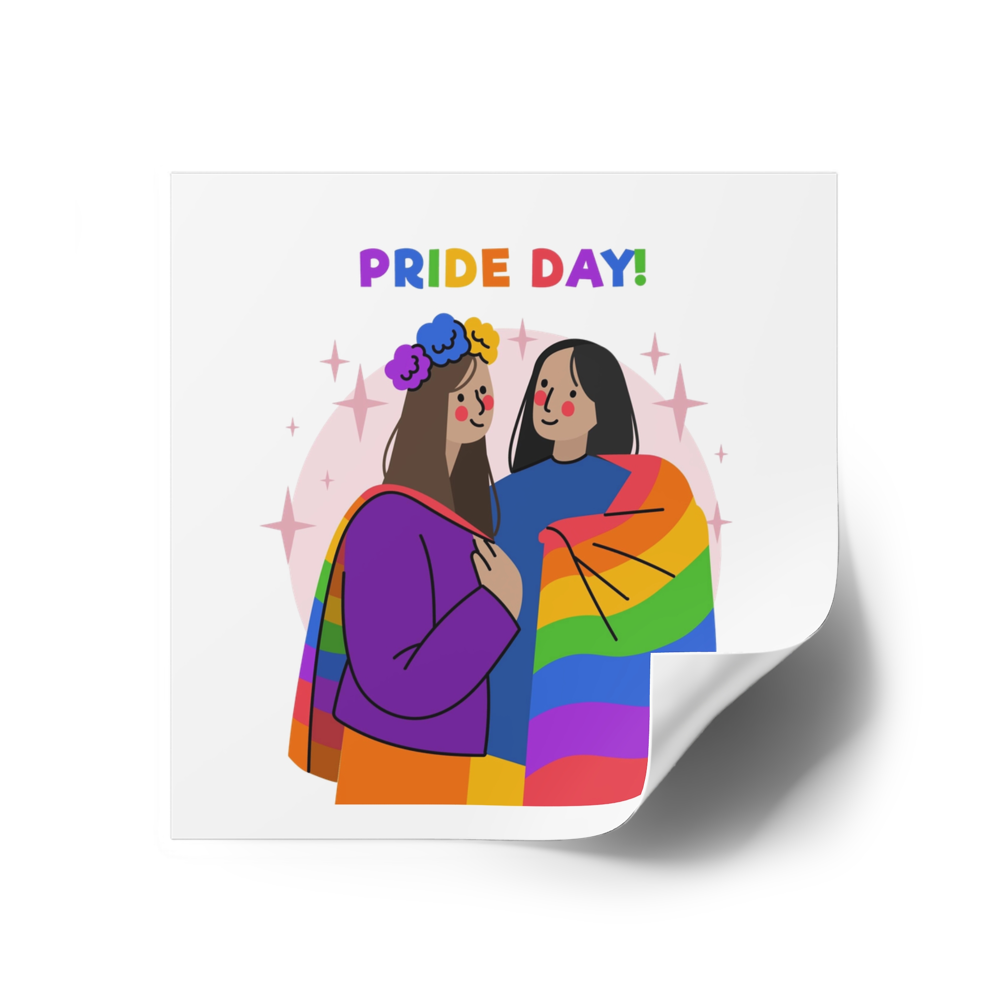 Hand Drawn Pride Day Illustration Laminate Stickers Square - Image 18