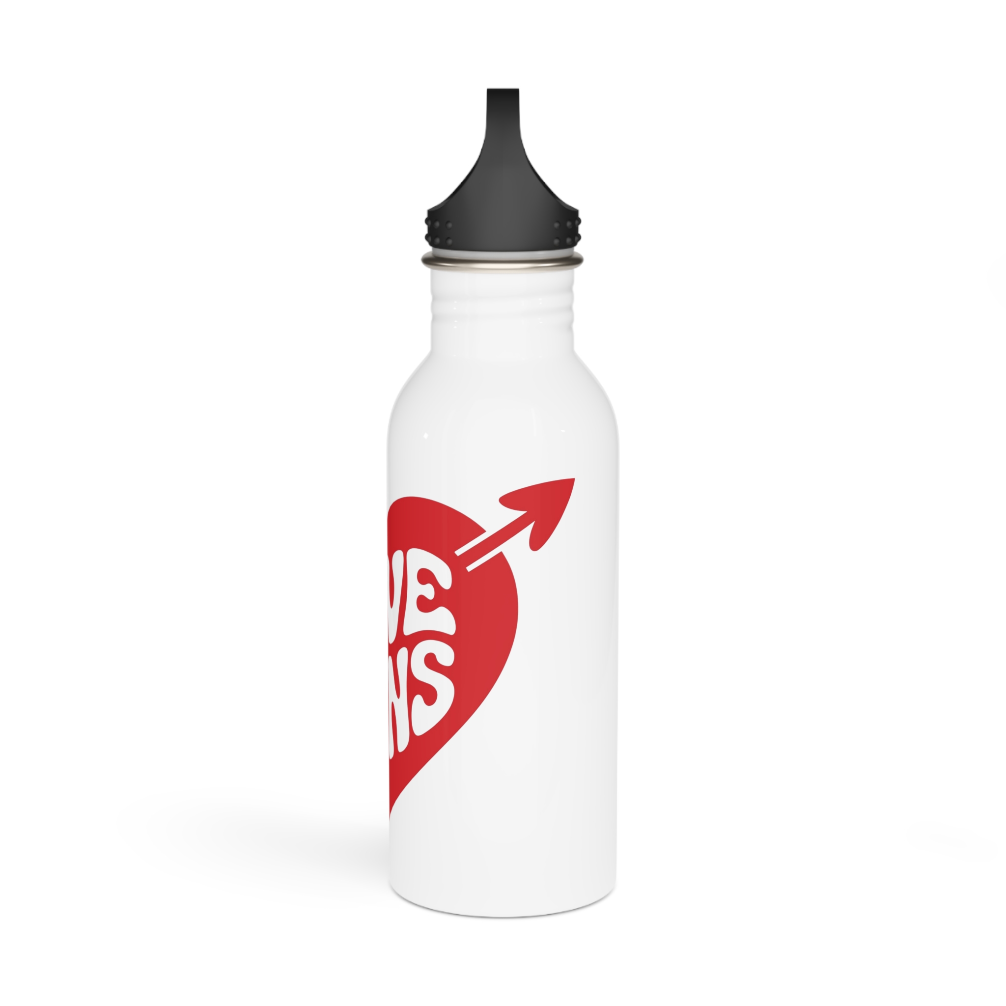 Love Wins Inscription Red Heart Pierced With Cupid39s Arrow Transparent Background Stainless Steel Water Bottle - Image 4
