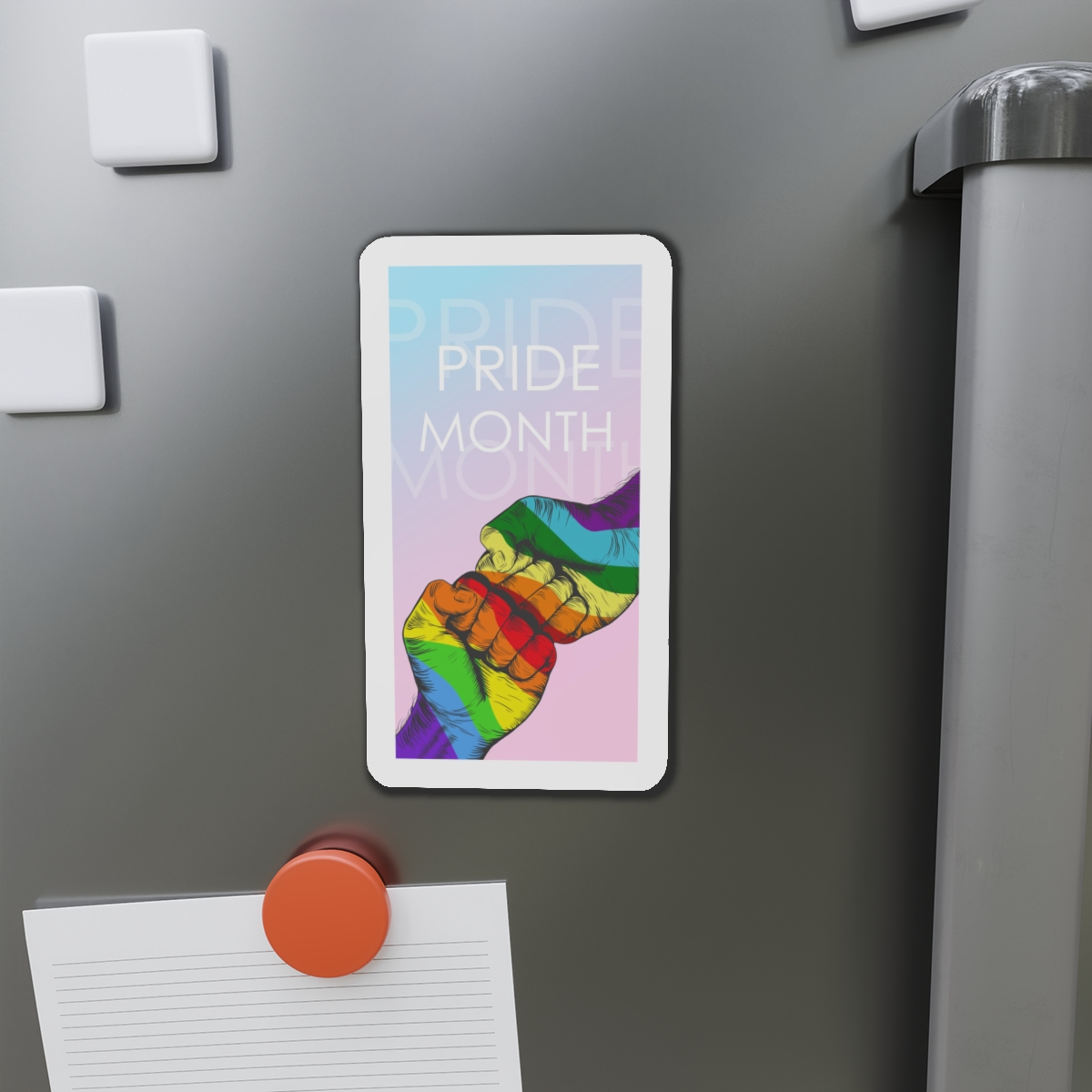 Rainbow Colored Hand Fist Fist Gesture Gay Pride Month Background Lgbt Concept Die Cut Magnets - Image 14