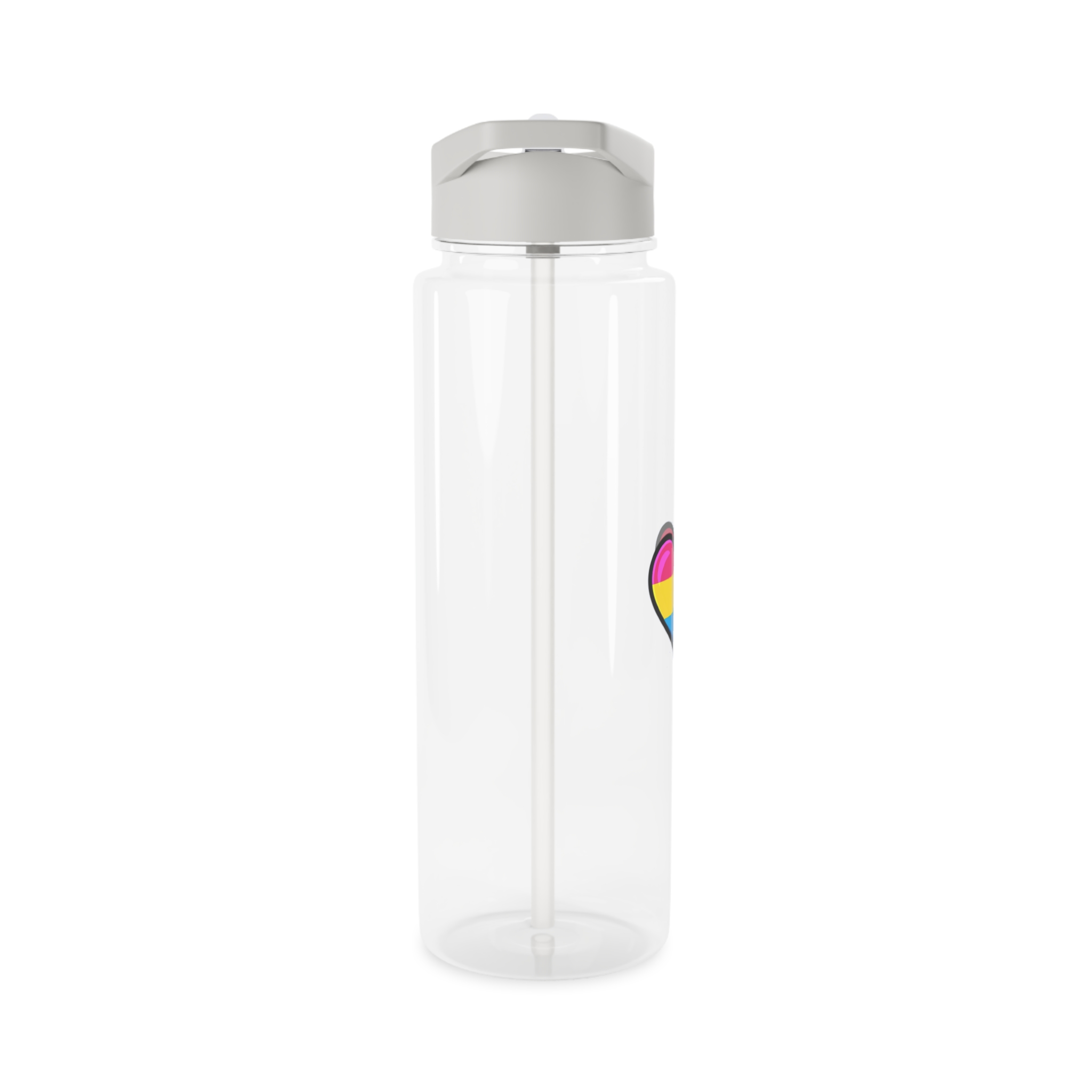 Pansexual Pride Flag Heart Shape Vector Illustration Tritan Water Bottle - Image 8
