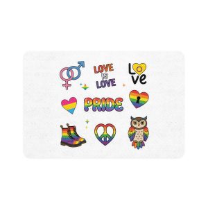 Pride Stickers Doodle Set Colorful Lgbtq Hand Drawn Icons Pack Pet Food Mat 12x18