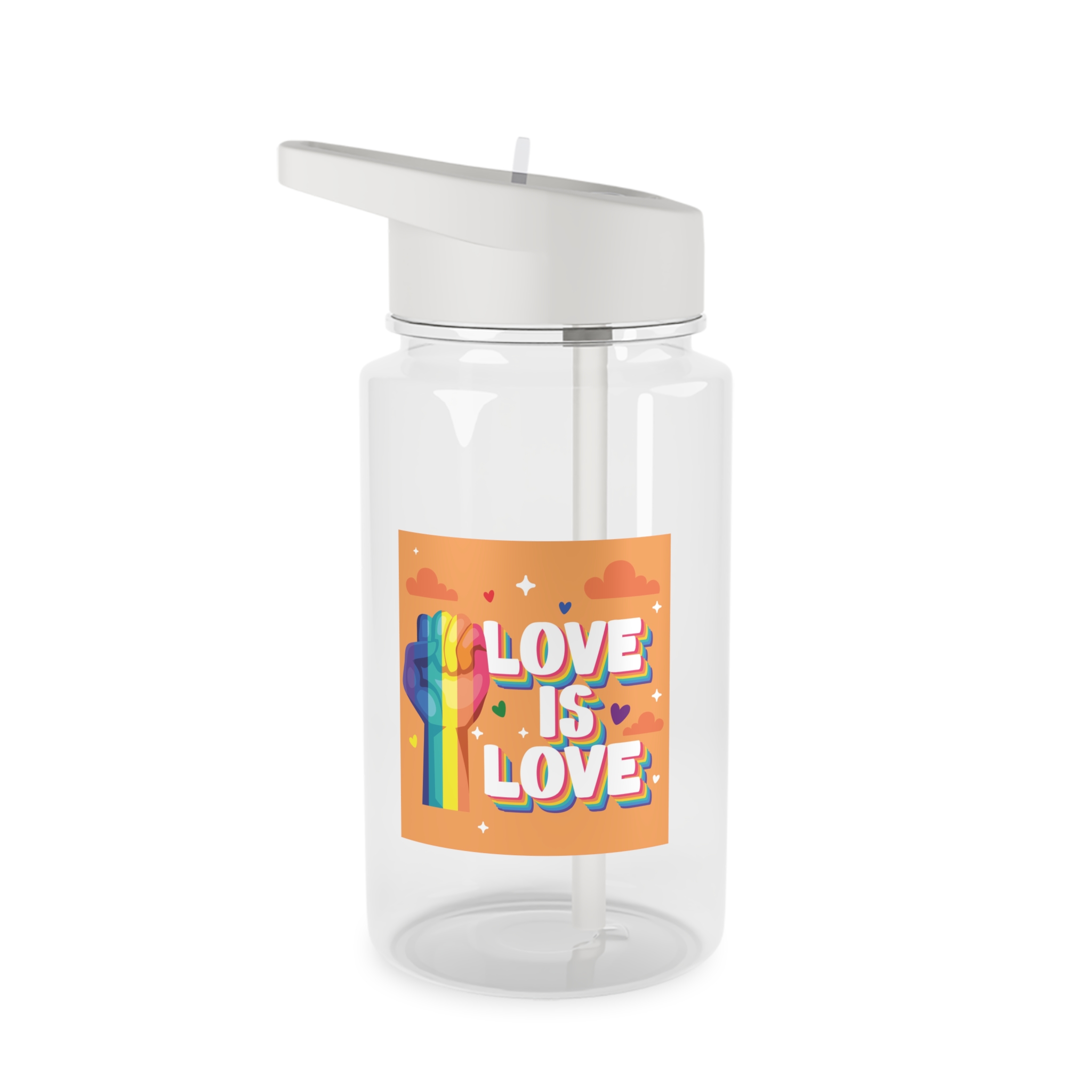 Love Is Love Lettering With Fist Tritan Water Bottle