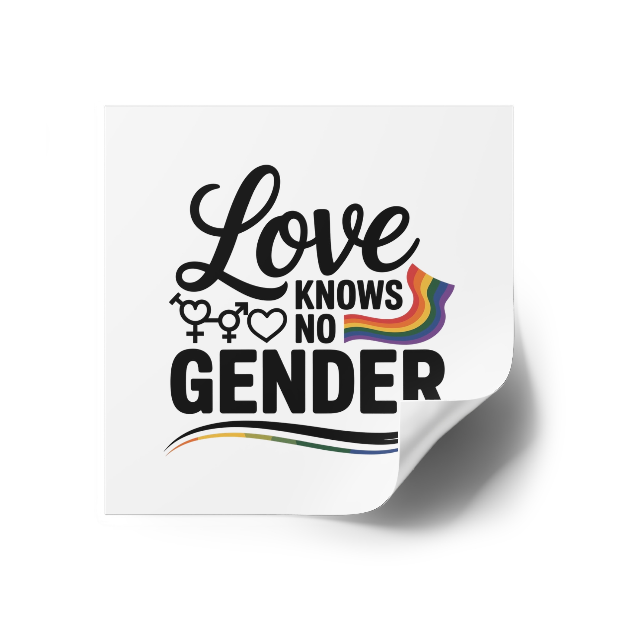 Love Knows No Gender T Shirt Design Isolated White Background Laminate Stickers Square - Image 18