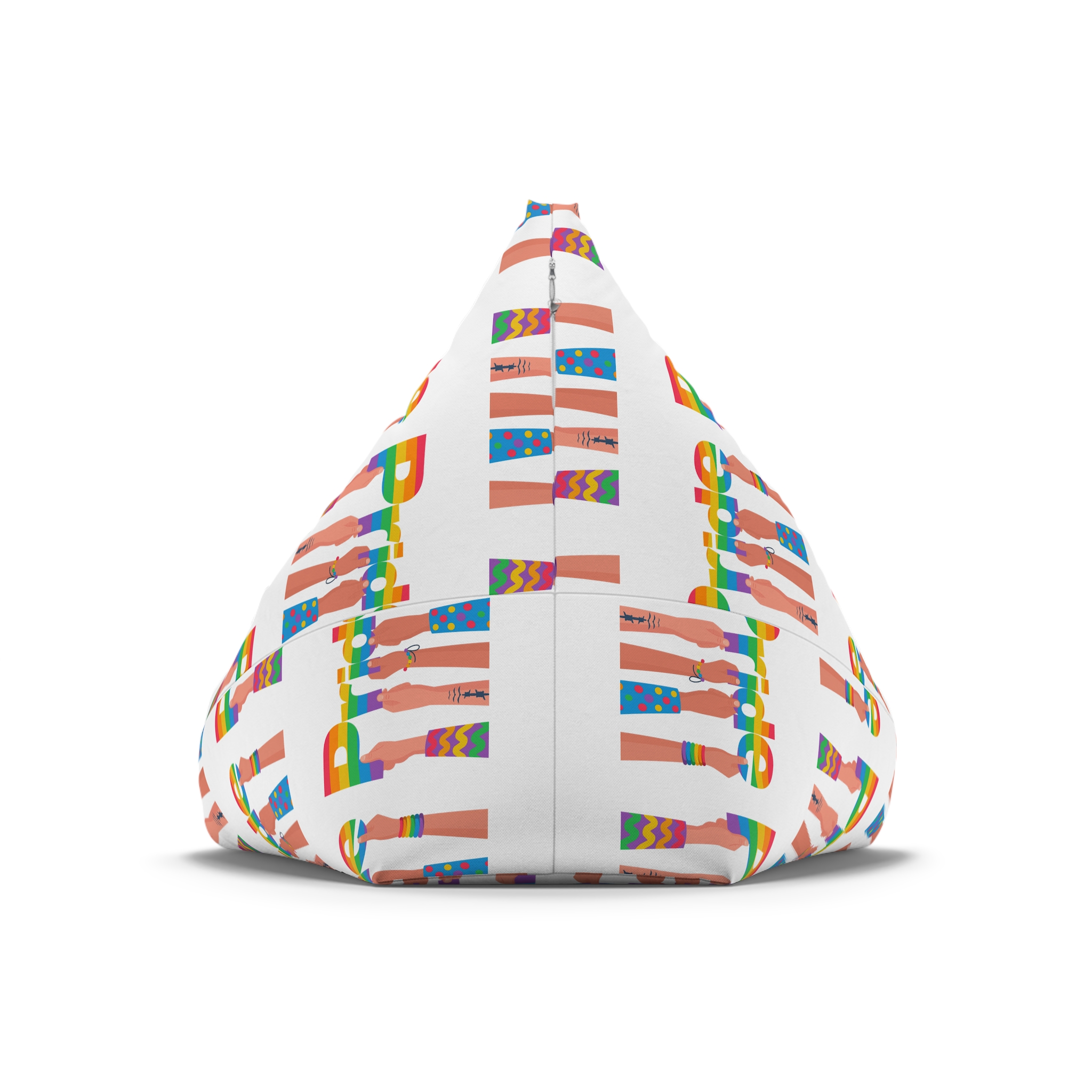 Happy Pride Day Colored Letters Hands Gay Bisexuals Freedom Fighters Bean Bag Chair Cover - Image 6