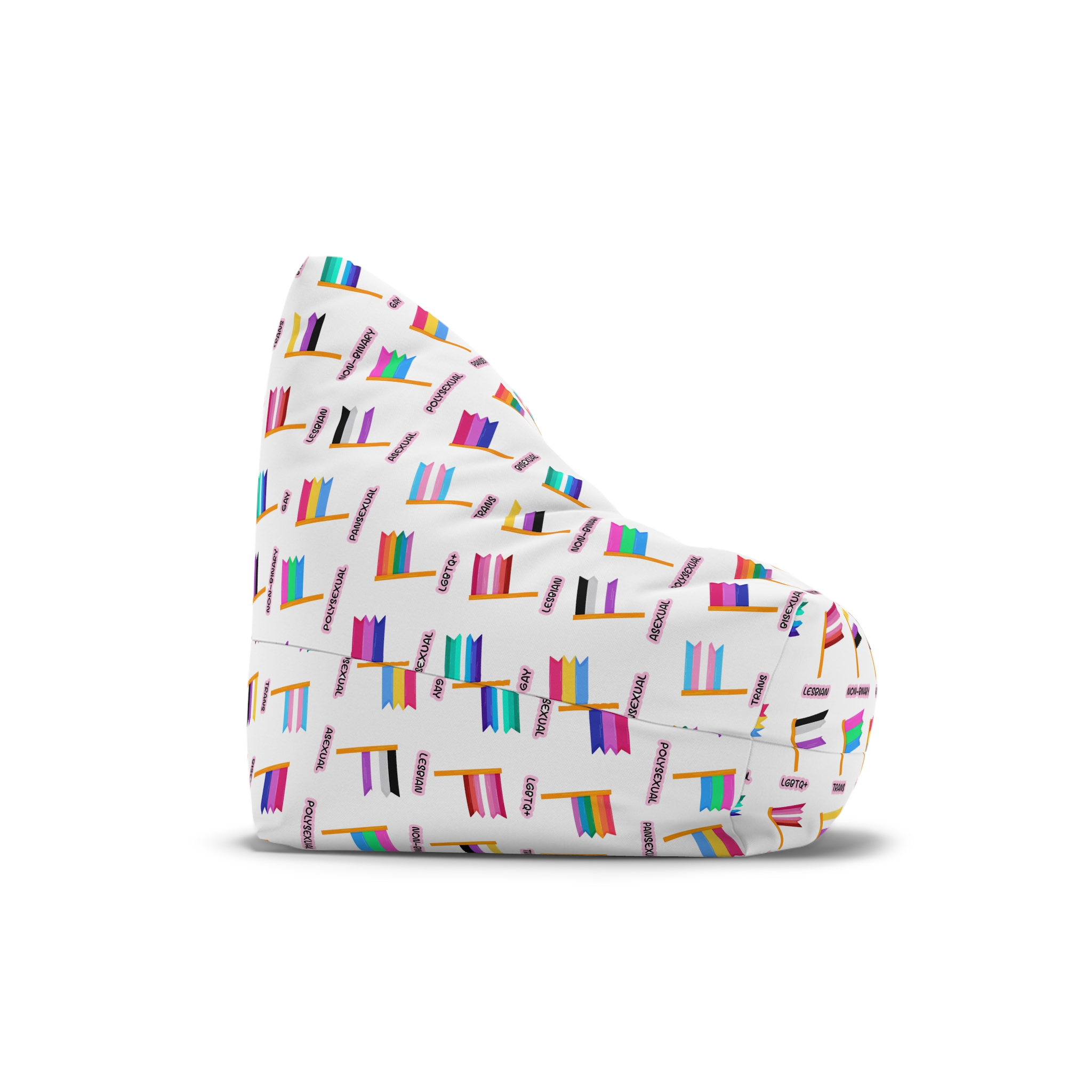 Cute Hand Drawn Set Lgbtq Pride Flags With Names Lgbtq Trans Bisexual Lesbian Nonbinary Asexual Bean Bag Chair Cover - Image 3
