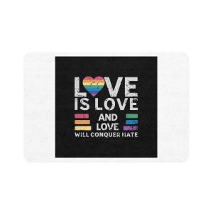 Love Is Love and Love Will Conquer Hate Pet Food Mat 12x18