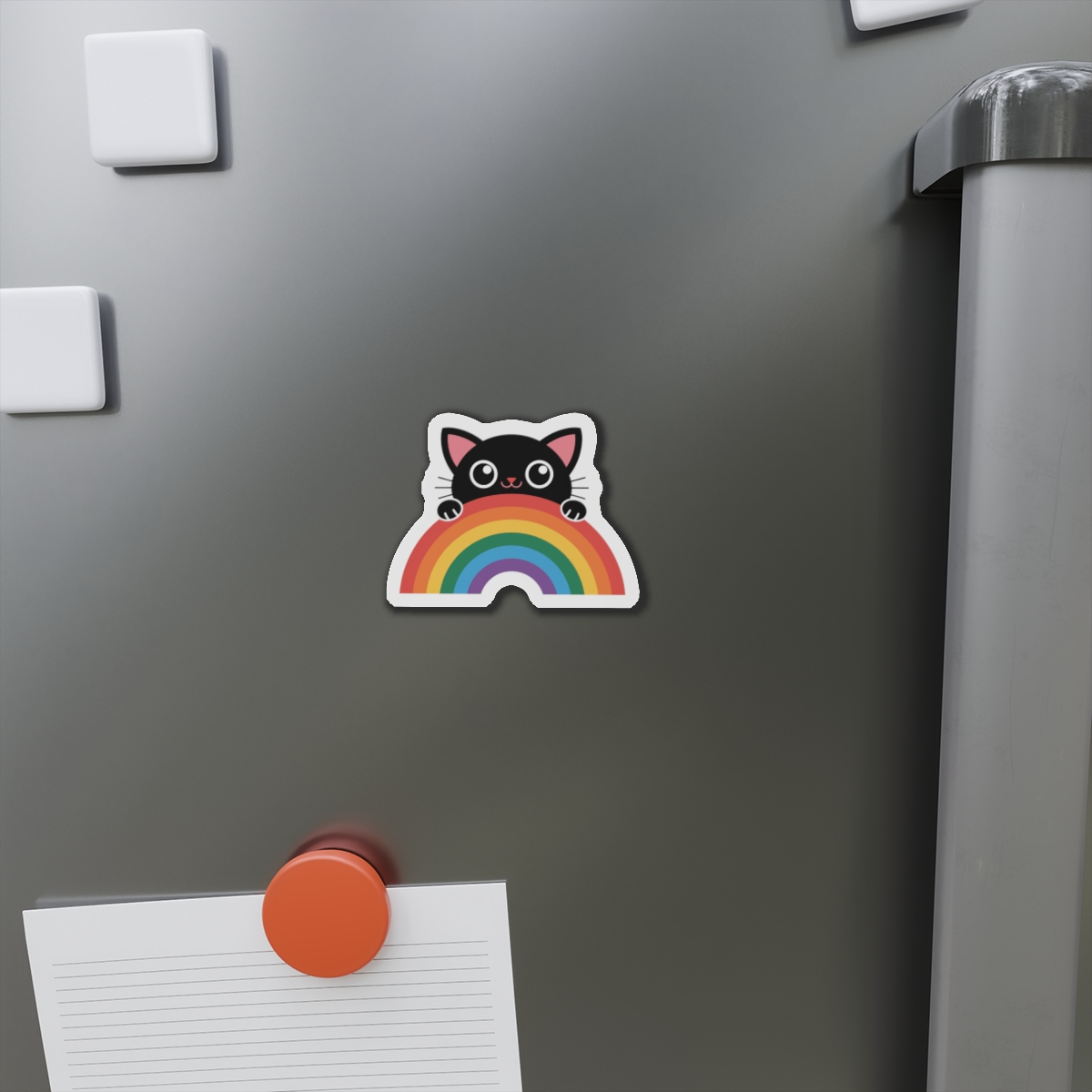 Black Cat With Rainbow Icon Pride Pet Design Vector Illustration Die Cut Magnets - Image 5