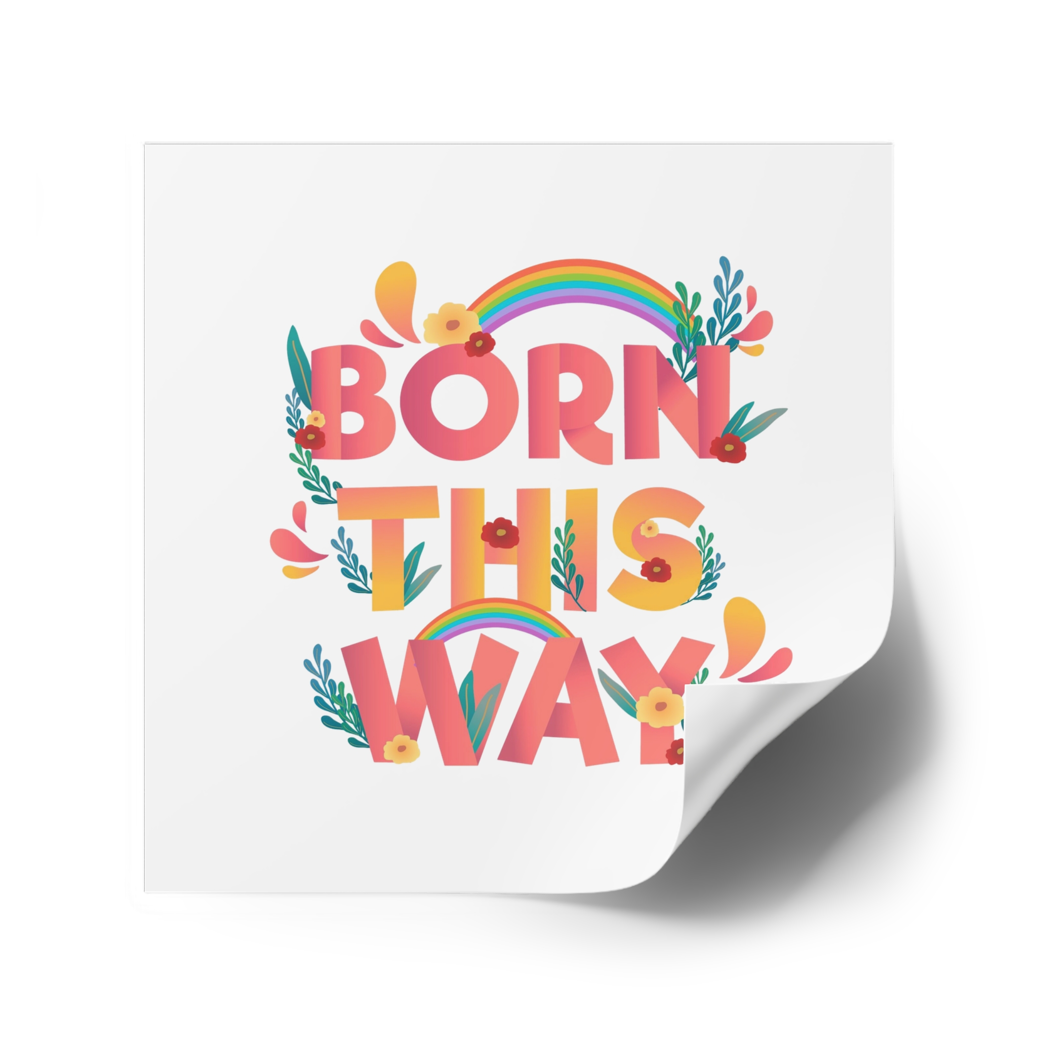 Pride Day Positive Lettering Design Laminate Stickers Square - Image 74
