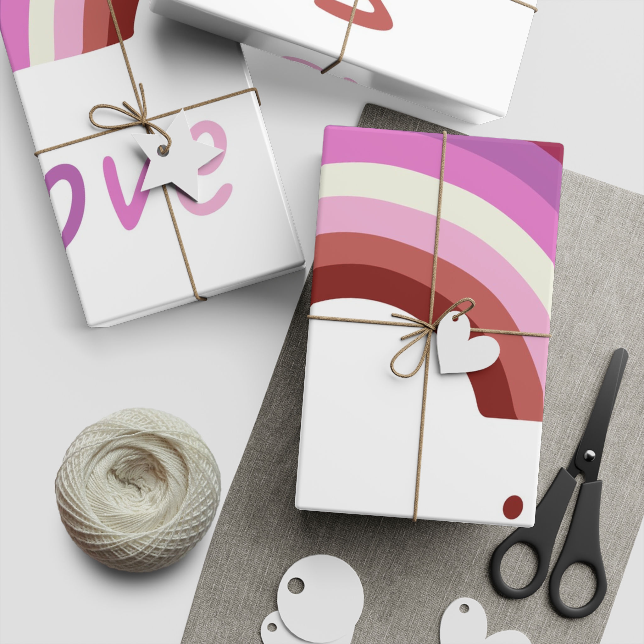Colorful Rainbow Shape Lesbian Pride Flag Happy Pride Day Lgbtqia Community Pride Month Vector Hand Gift Wrapping Paper Sheets 1pc - Image 5