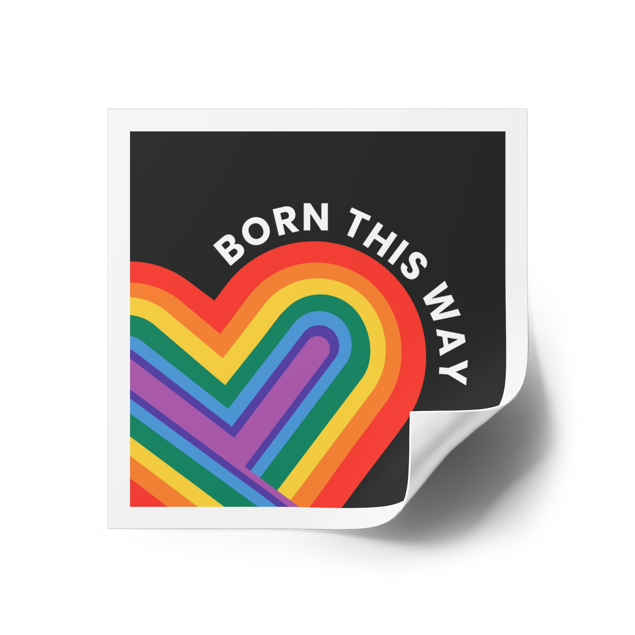 Rainbow Heart Template Lgbtq Pride Month With Born This Way Text Laminate Stickers Square - Image 22