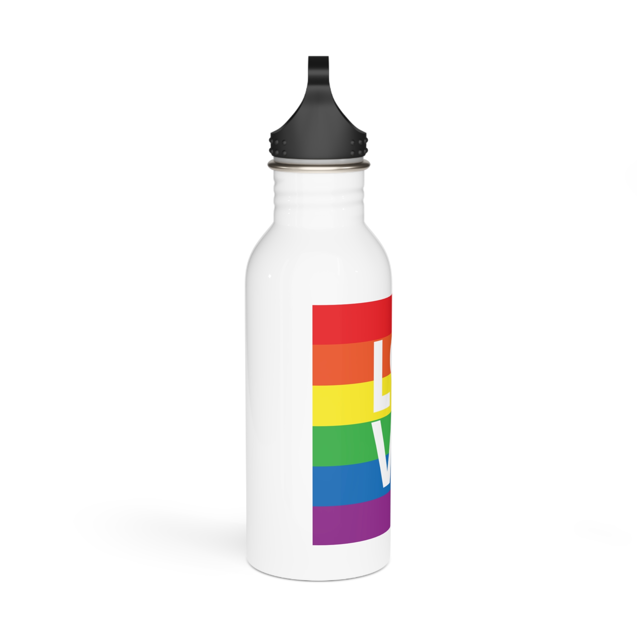 Love Lgbt Heart Squere White Stainless Steel Water Bottle - Image 2