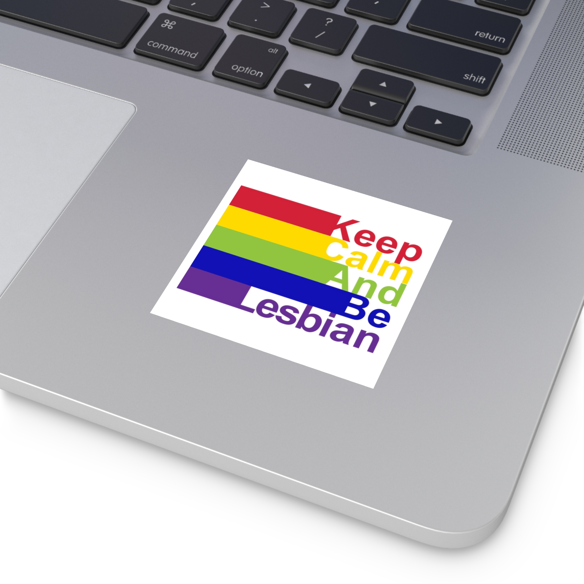 Lgbt Concept Motivating Phrase Colors Rainbow Keep Calm Be Yourself Laminate Stickers Square - Image 3
