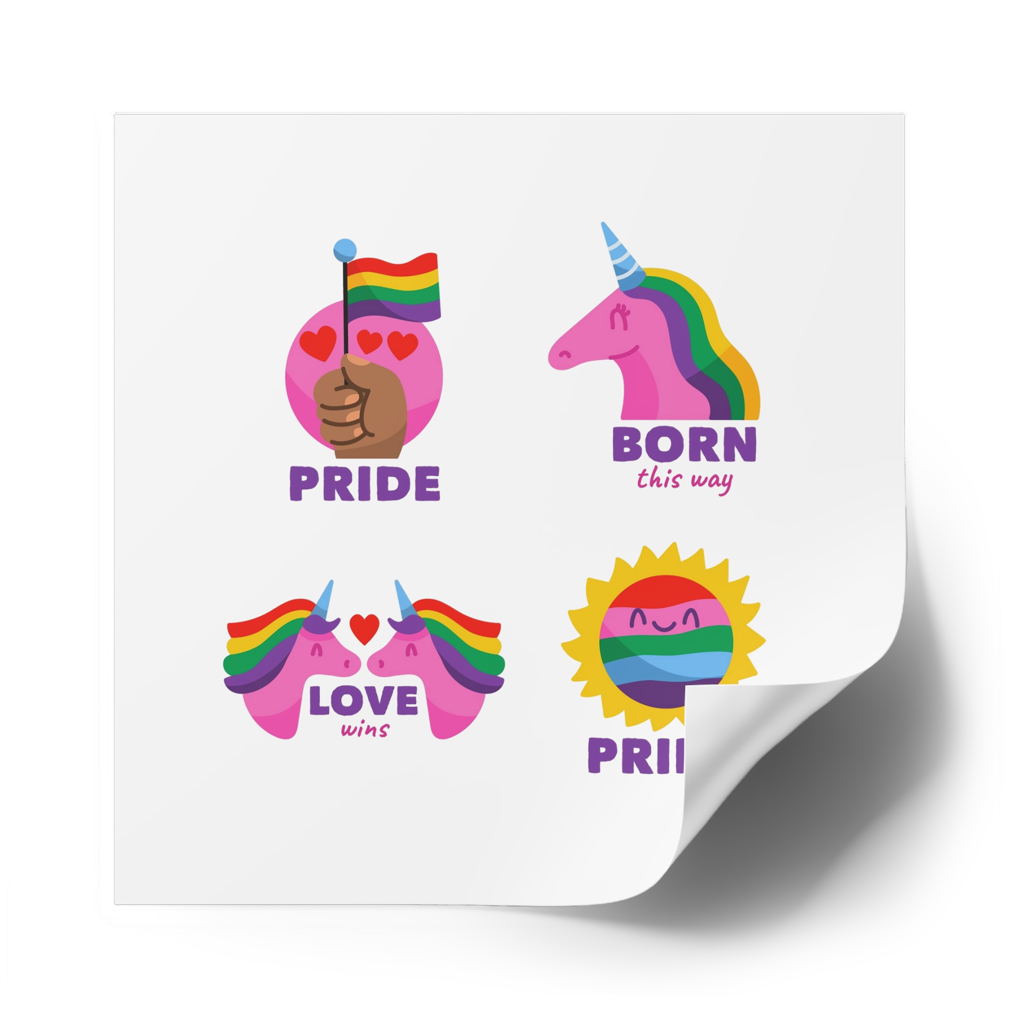 Illustrations Pride Day Badges Set Laminate Stickers Square - Image 58