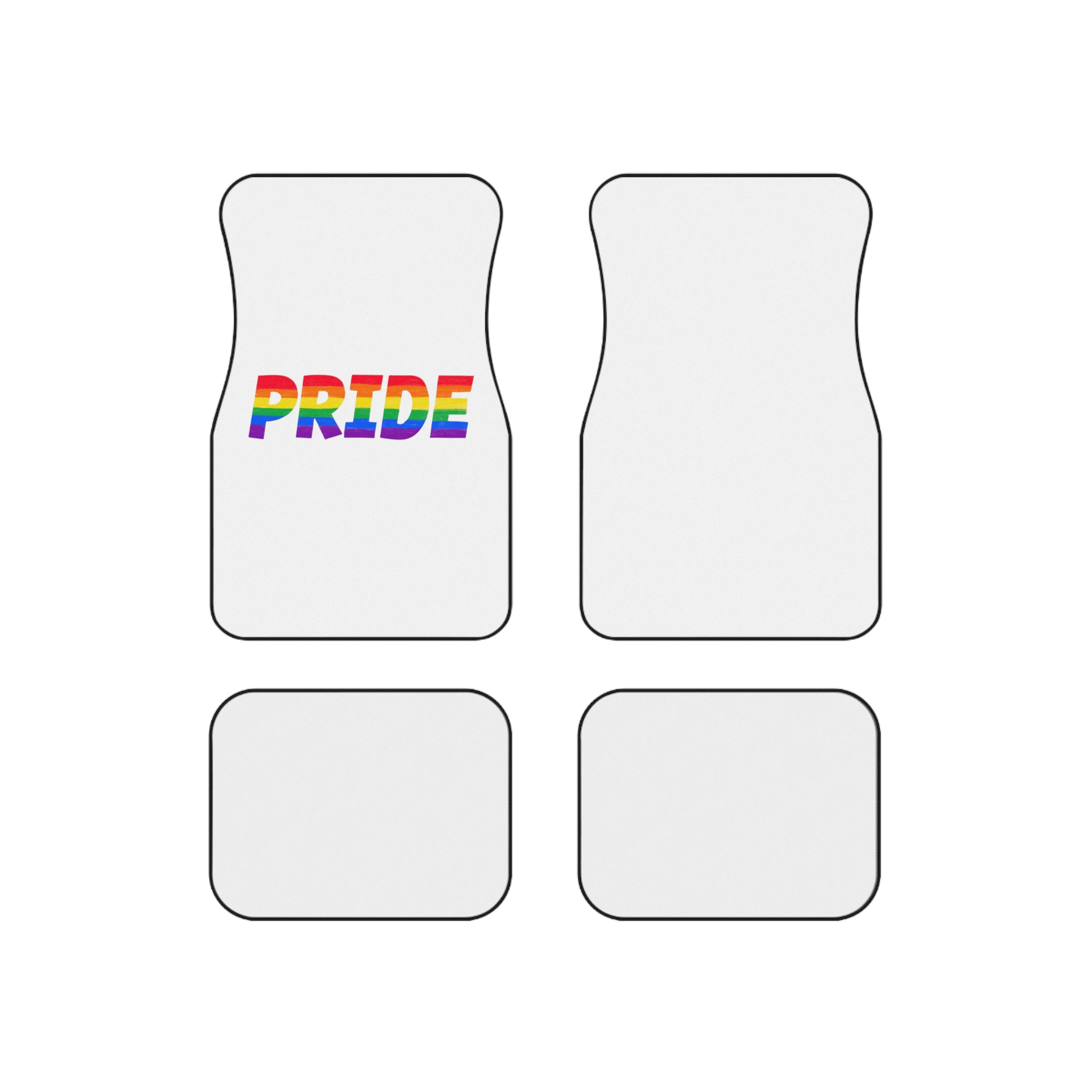 Word Pride Rainbow Lgbtq Gay Flag Colors Lettering Lgbt Month Pencil Crayon Textured Isolated Car Mats Set Of 4