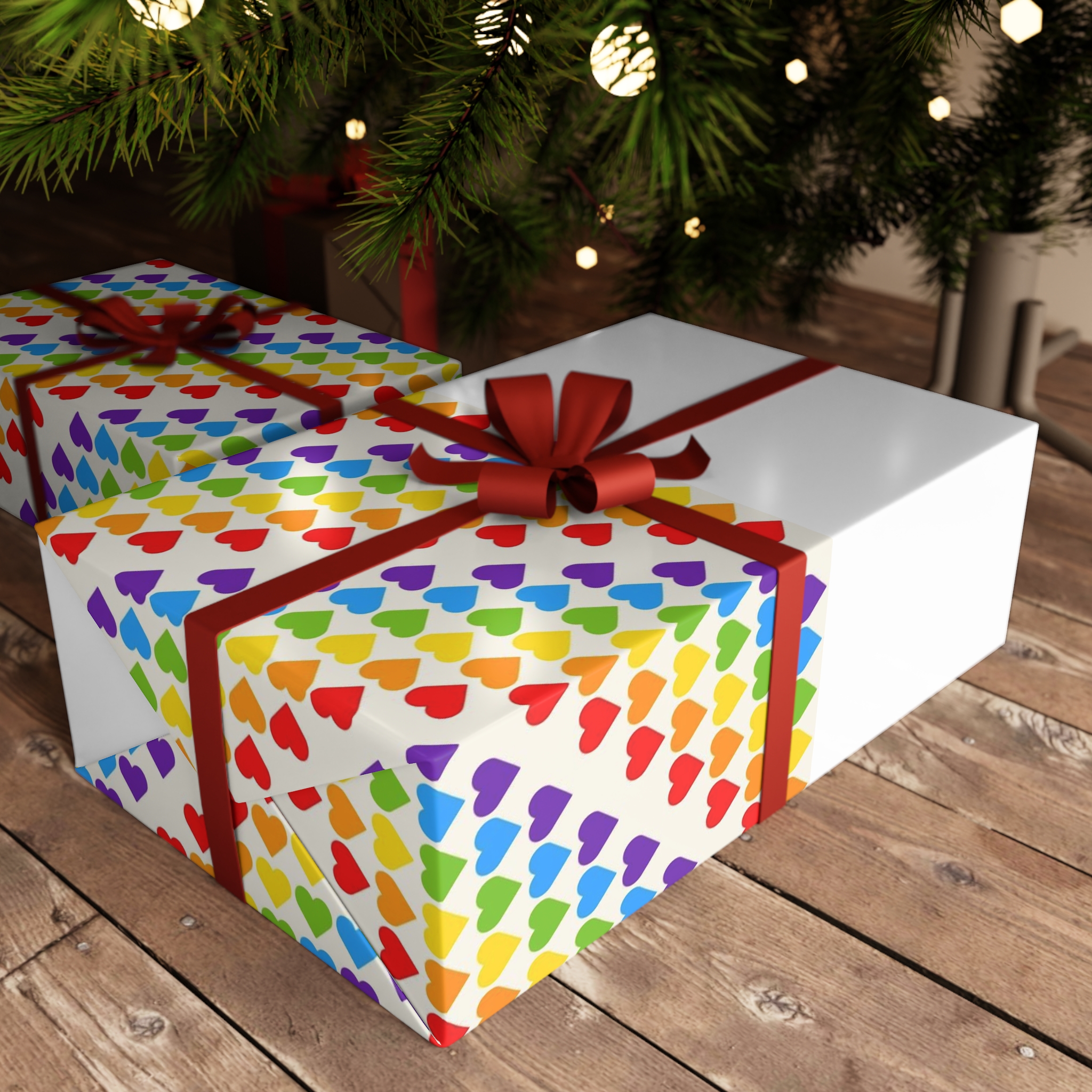 Rainbow Heart Mosaic Seamless Vector Pattern Gift Wrapping Paper Sheets 1pc - Image 3