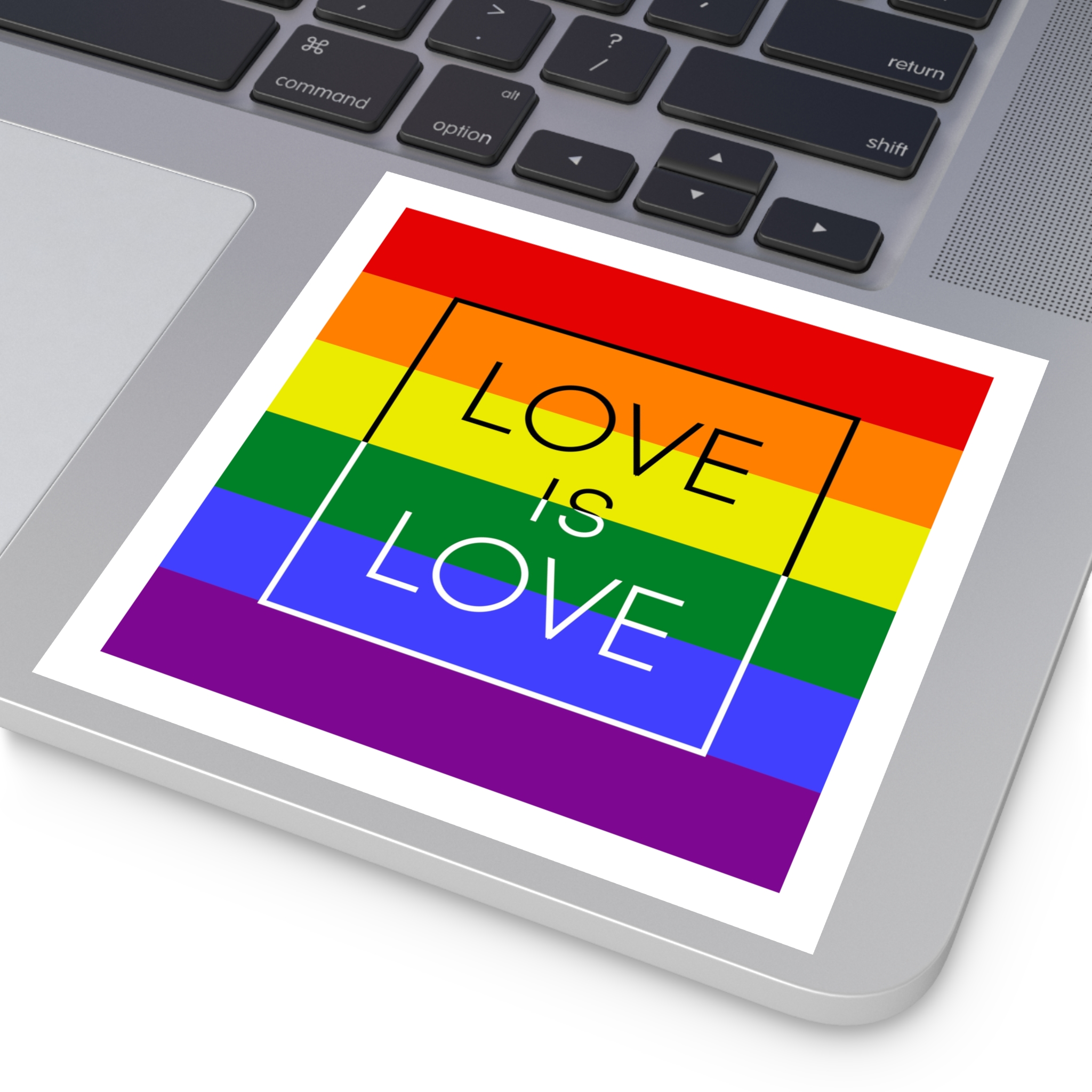 Lgbt Card Text Love Is Love Background Flag Colors Vector Illustration Laminate Stickers Square - Image 35