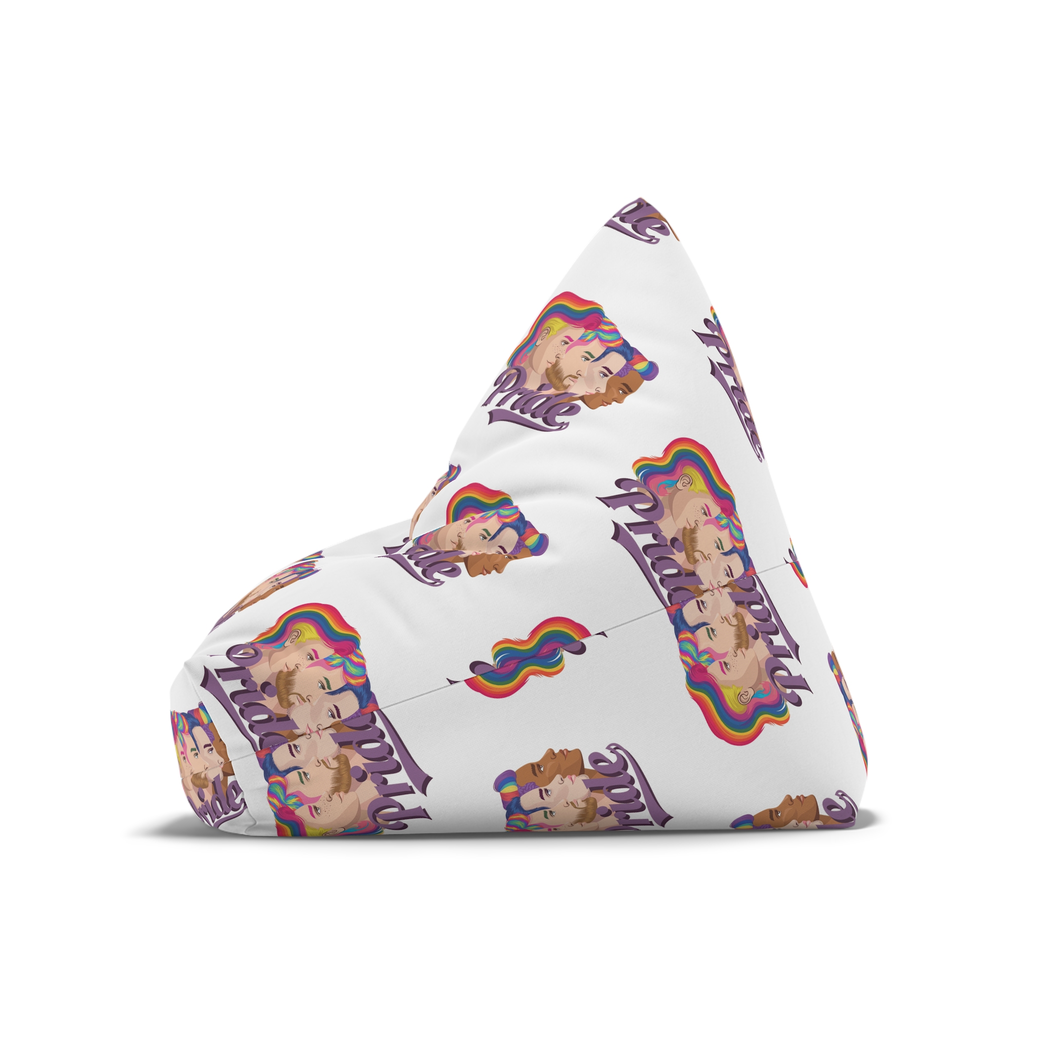 Vector Illustration Four Side Profiles Lgbtq Individuals With Vibrant Hair Colors Bean Bag Chair Cover - Image 8