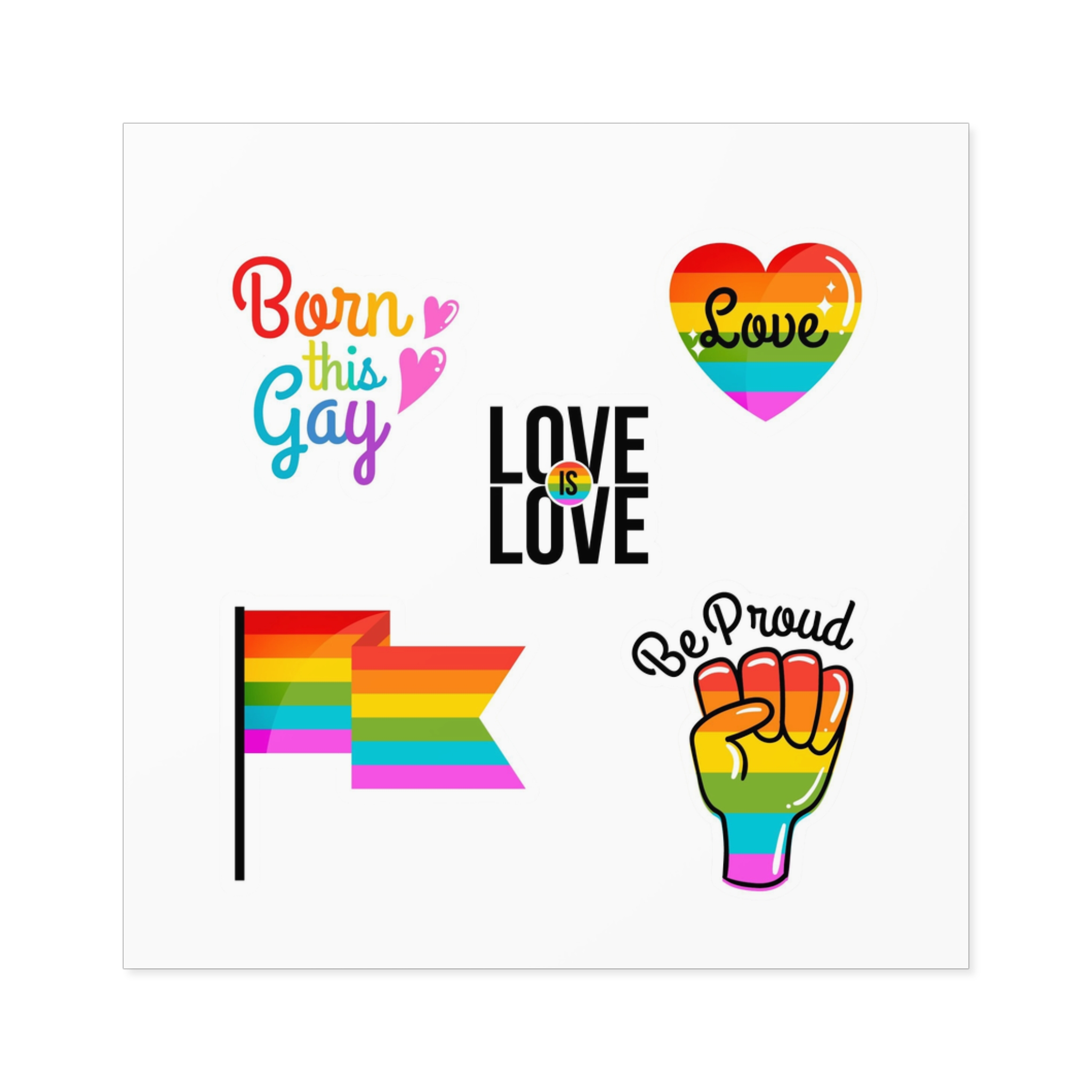 Pride Day Badges With Flag Collection Laminate Stickers Square - Image 25