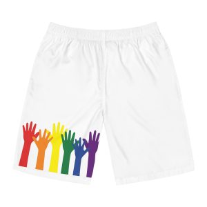 Silhouette Rainbow Colored Hands As Colors Pride Flag Lgbtqia Concept Mens Board Shorts Aop