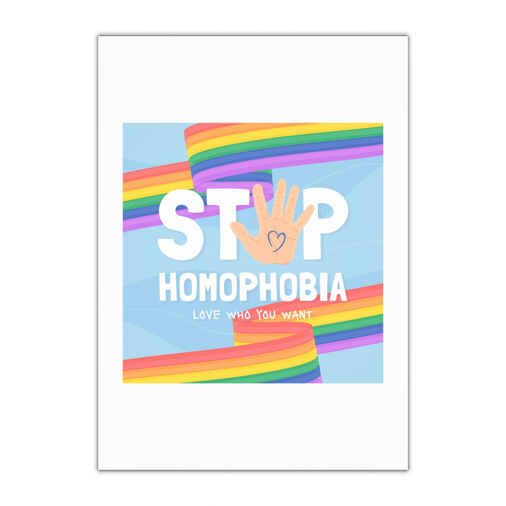 Hand Drawn Stop Homophobia Message Illustrated(1) Gift Wrapping Paper Sheets 1pc