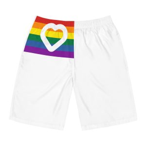 Pride Flag White Heart Shape Icon Inside Vector Illustration Mens Board Shorts Aop