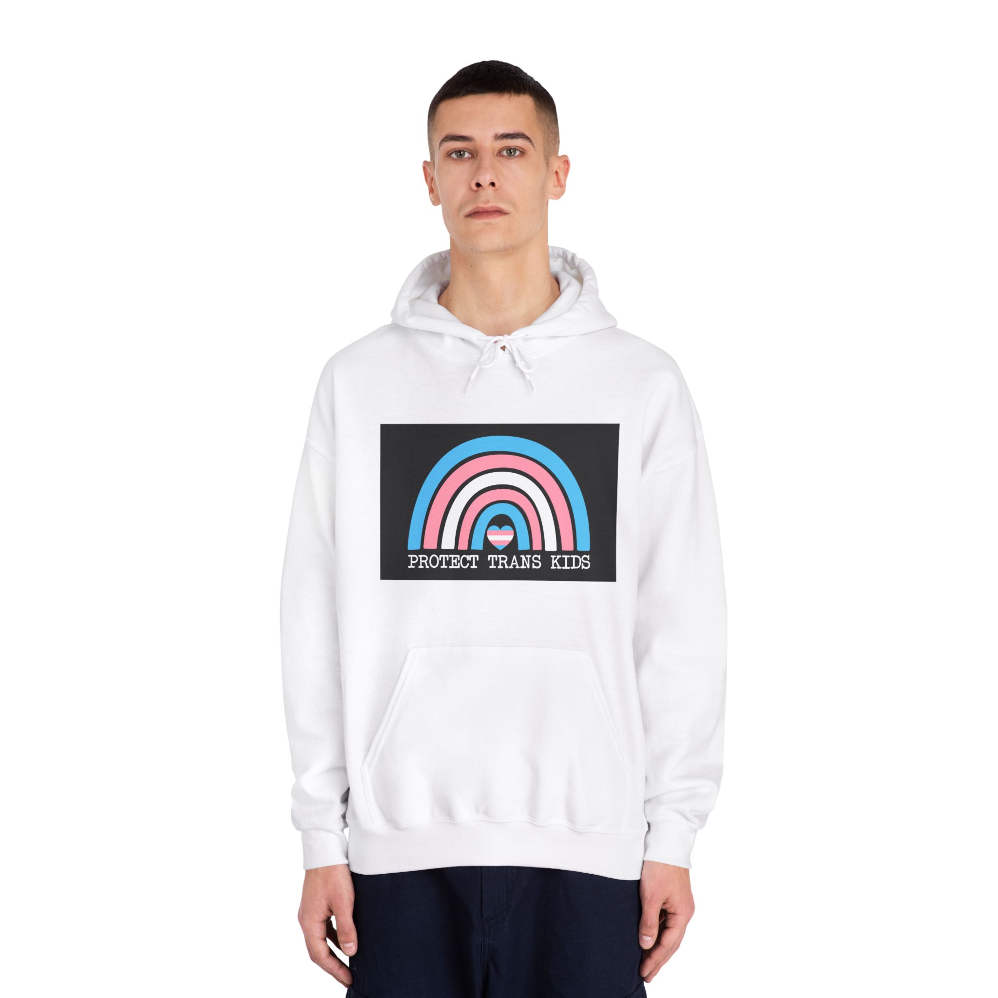 Poster That Says Protection Boys Their Kids Unisex Dryblend Hooded Sweatshirt - Image 3