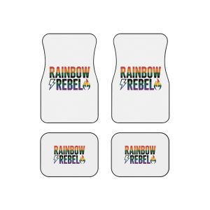 Rainbow Rebel T Shirt Design Isolated White Background Car Mats Set Of 4