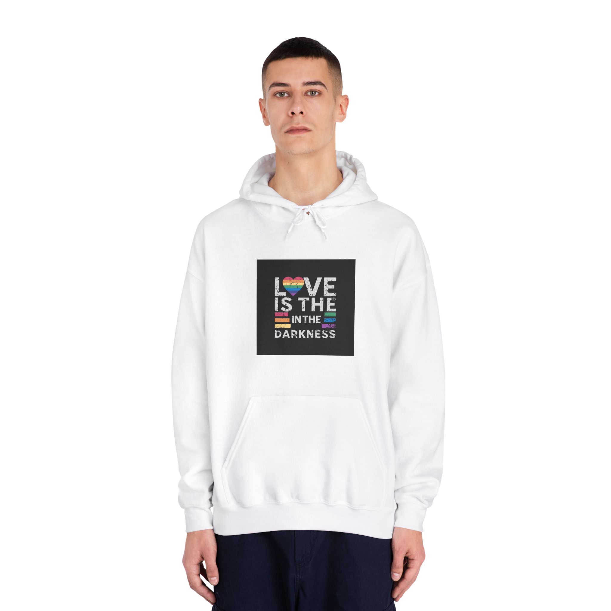 Love Is the In the Darkness Unisex Dryblend Hooded Sweatshirt - Image 3
