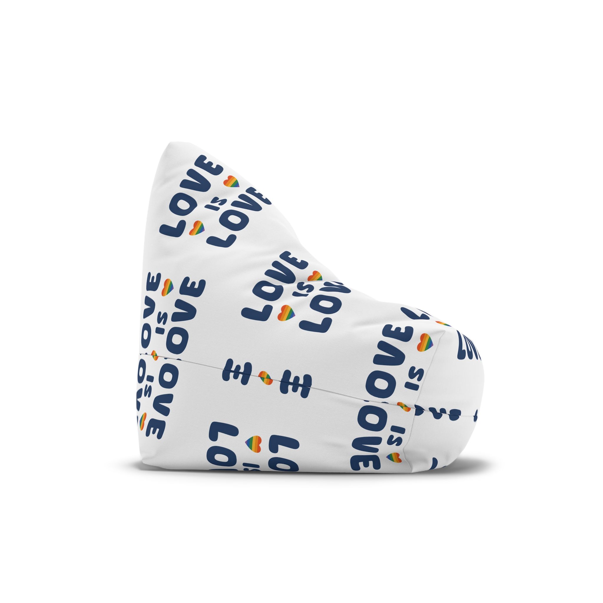 Vector Illustration With Text Love Is Love With Rainbow Heart Symbols Representing Lgbtq Gay Pride Bean Bag Chair Cover - Image 3