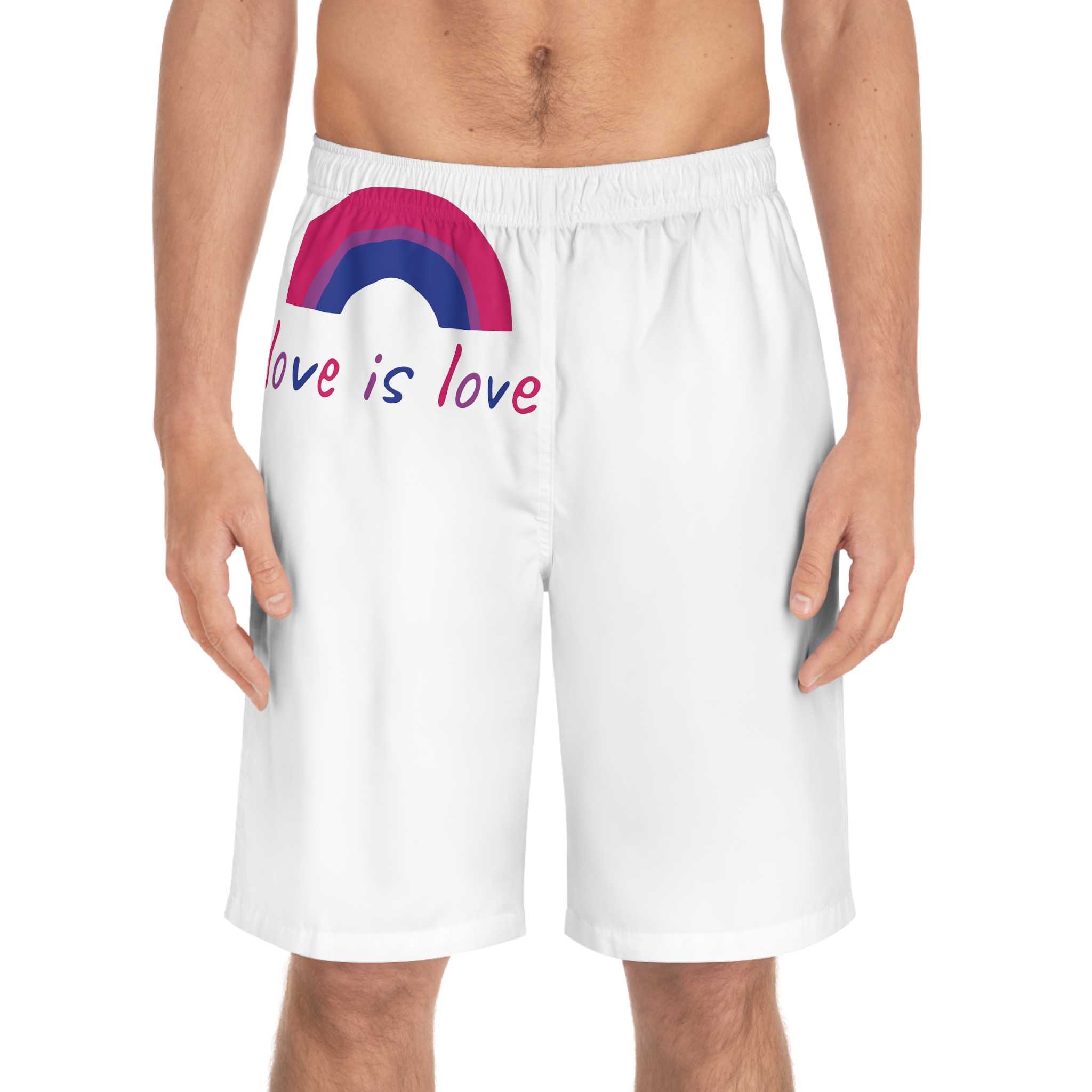 Colorful Rainbow Shape Bisexual Pride Flag Happy Pride Day Lgbtqia Community Pride Month Vector Hand Drawn Doodle Posters Stickers Logo Cards (1) Mens Board Shorts Aop - Image 3