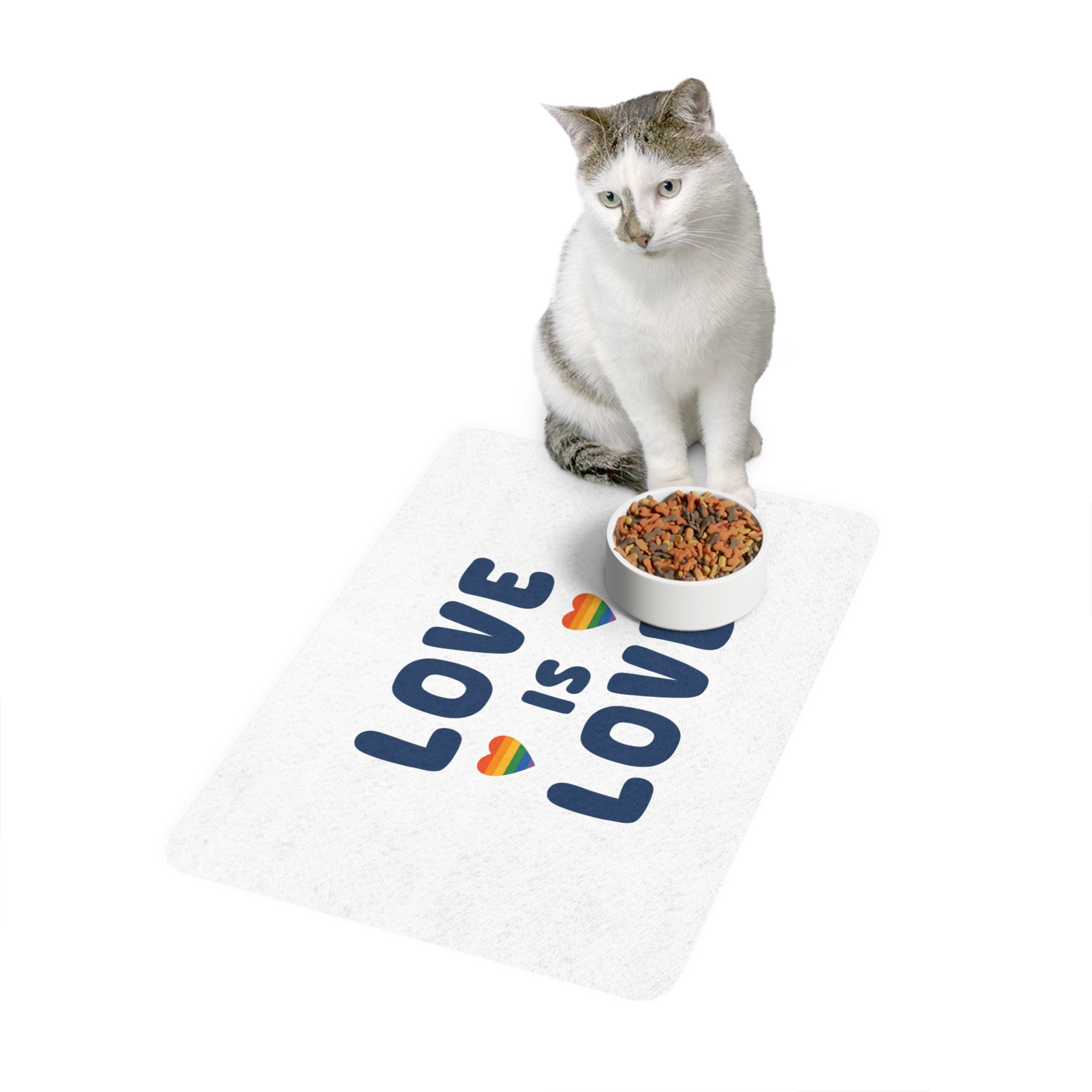 Vector Illustration With Text Love Is Love With Rainbow Heart Symbols Representing Lgbtq Gay Pride Pet Food Mat 12x18 - Image 3