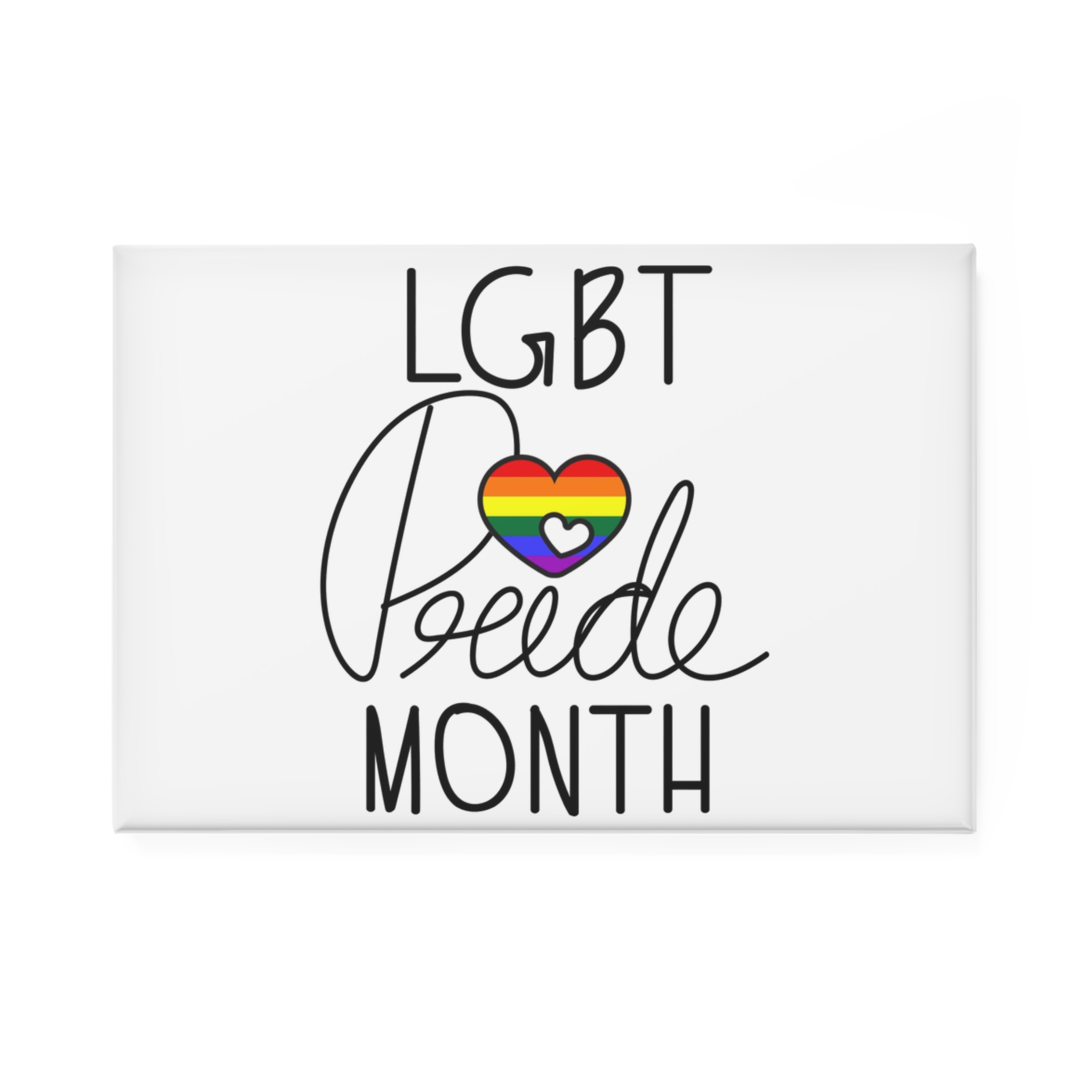 Vector Illustration Lgbt Pride Month Hand Written Calligraphy Transparent Background Button Magnet Rectangle 1 And 10 Pcs