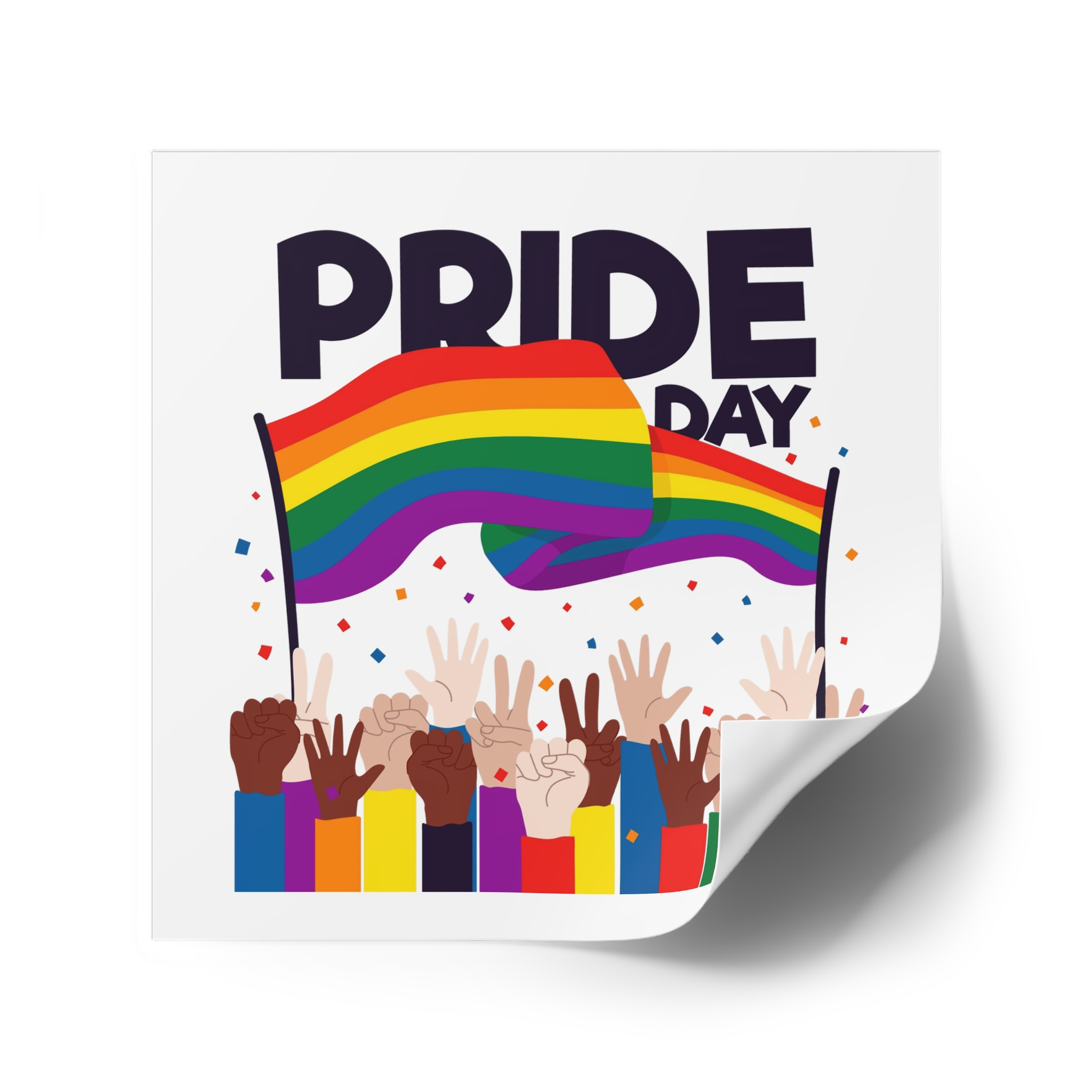 Pride Day Event With Rainbow Flag Theme Laminate Stickers Square - Image 38