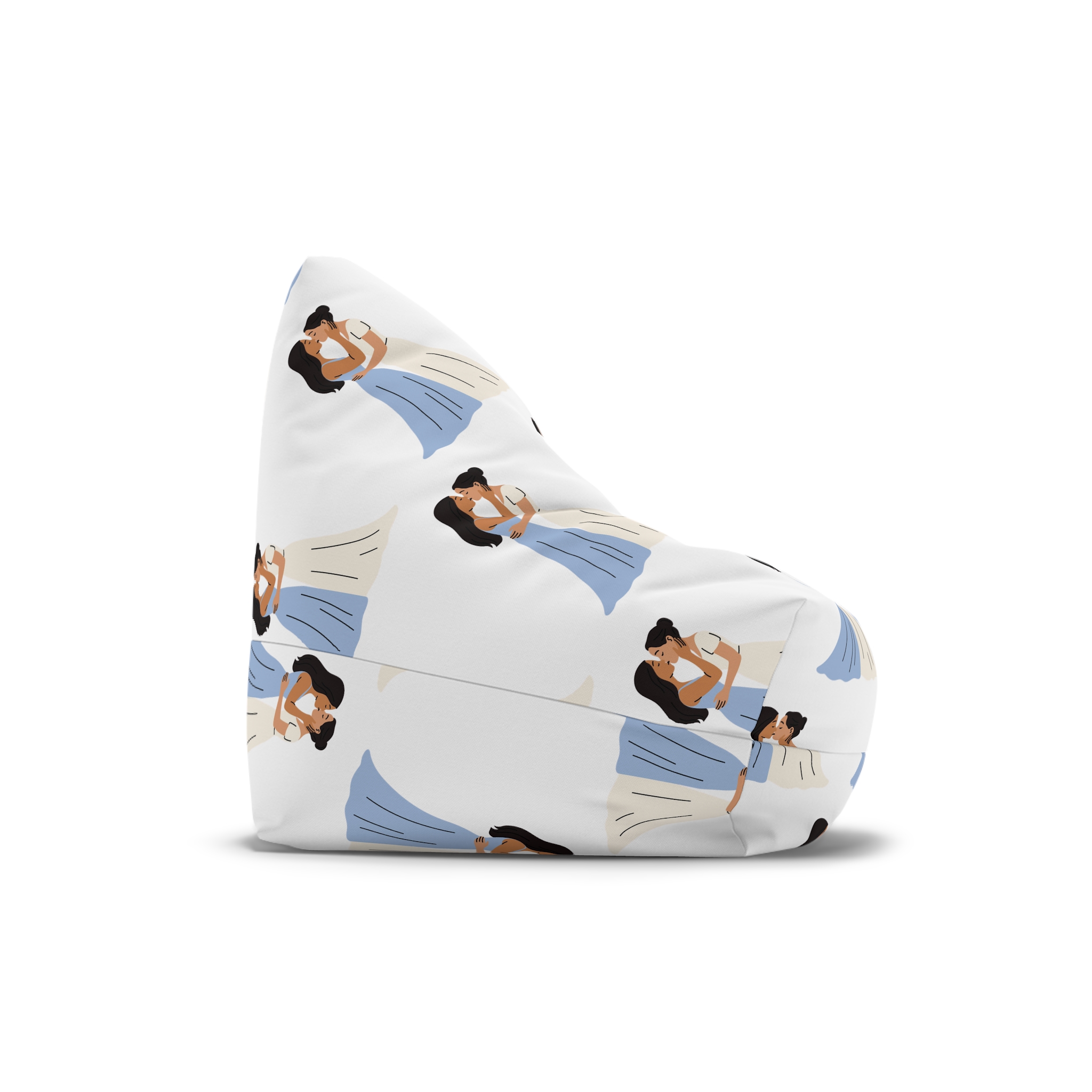 Romantic Lesbian Couple Kissing Wedding Dresses Bean Bag Chair Cover - Image 3