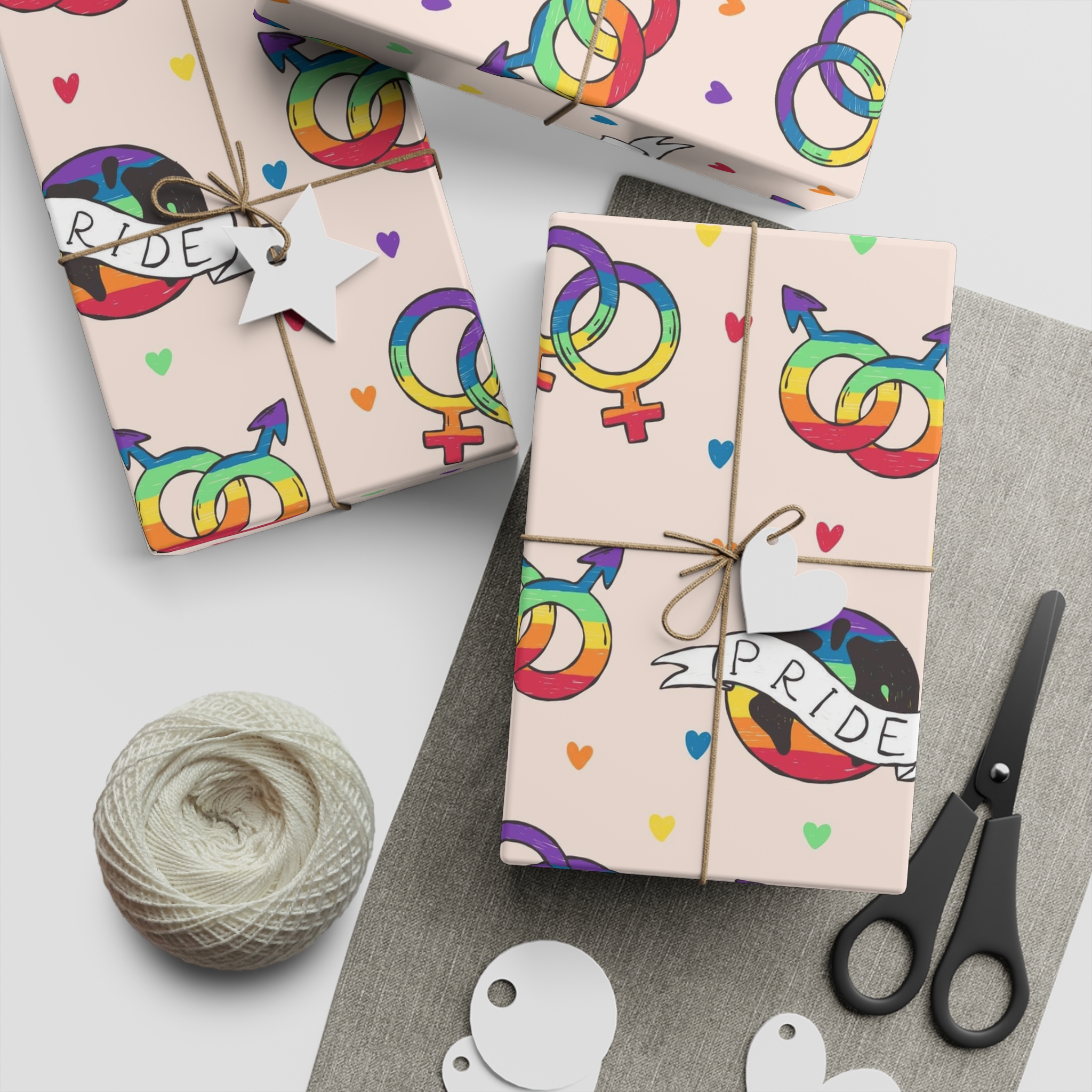 Rainbow Pride Seamless Pattern With Love Symbols Hand Drawn Style Gift Wrapping Paper Sheets 1pc - Image 2