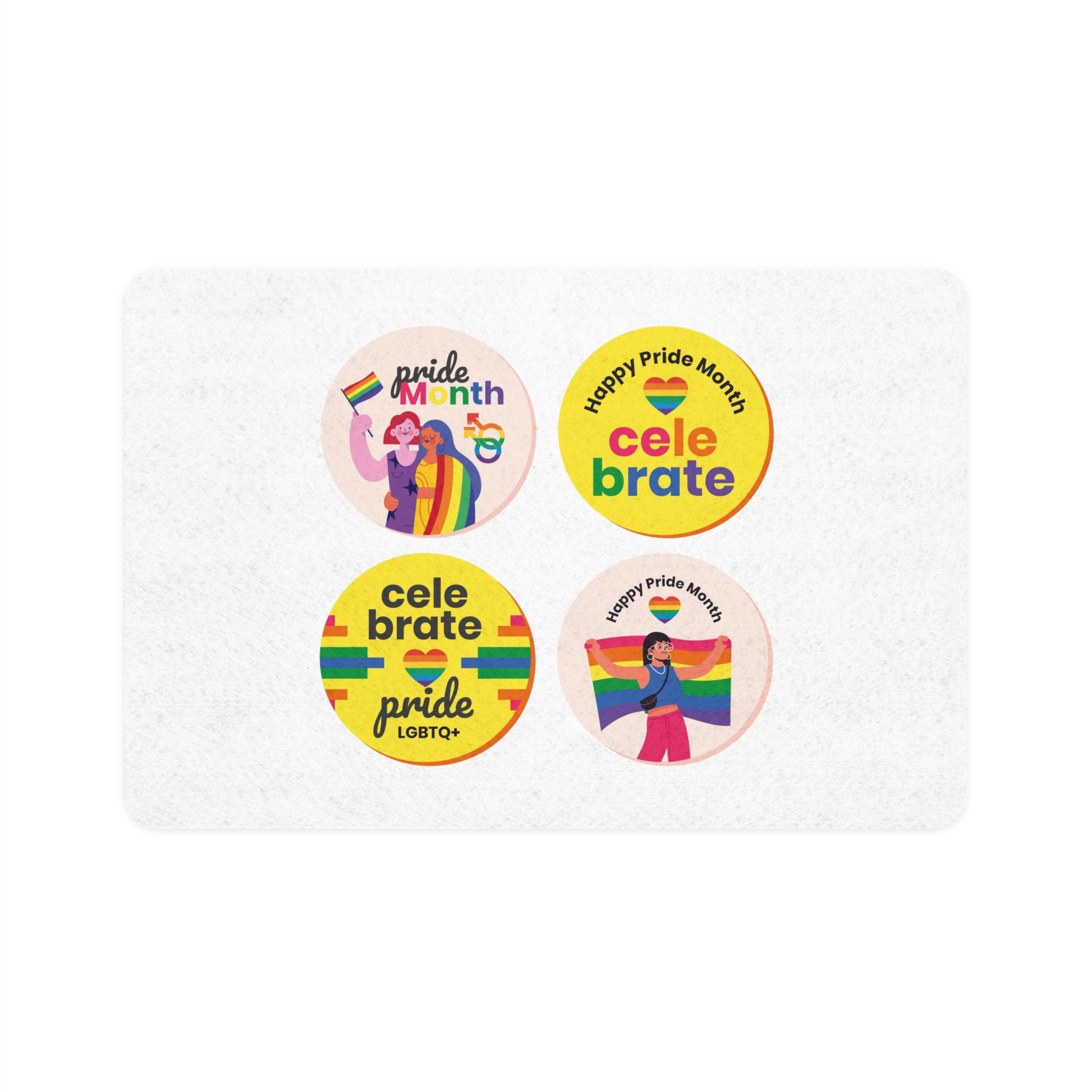 Flat Pride Month Labels Collection (1) Pet Food Mat 12x18