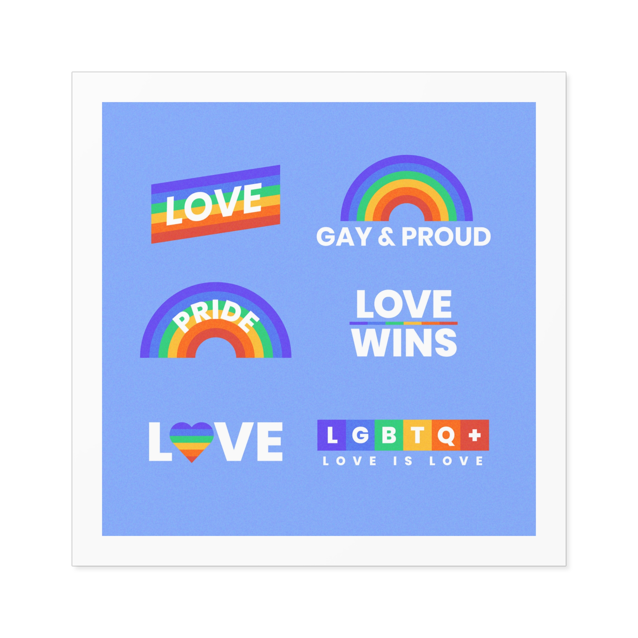 Pride Day Concept Rainbow Labels Laminate Stickers Square - Image 33