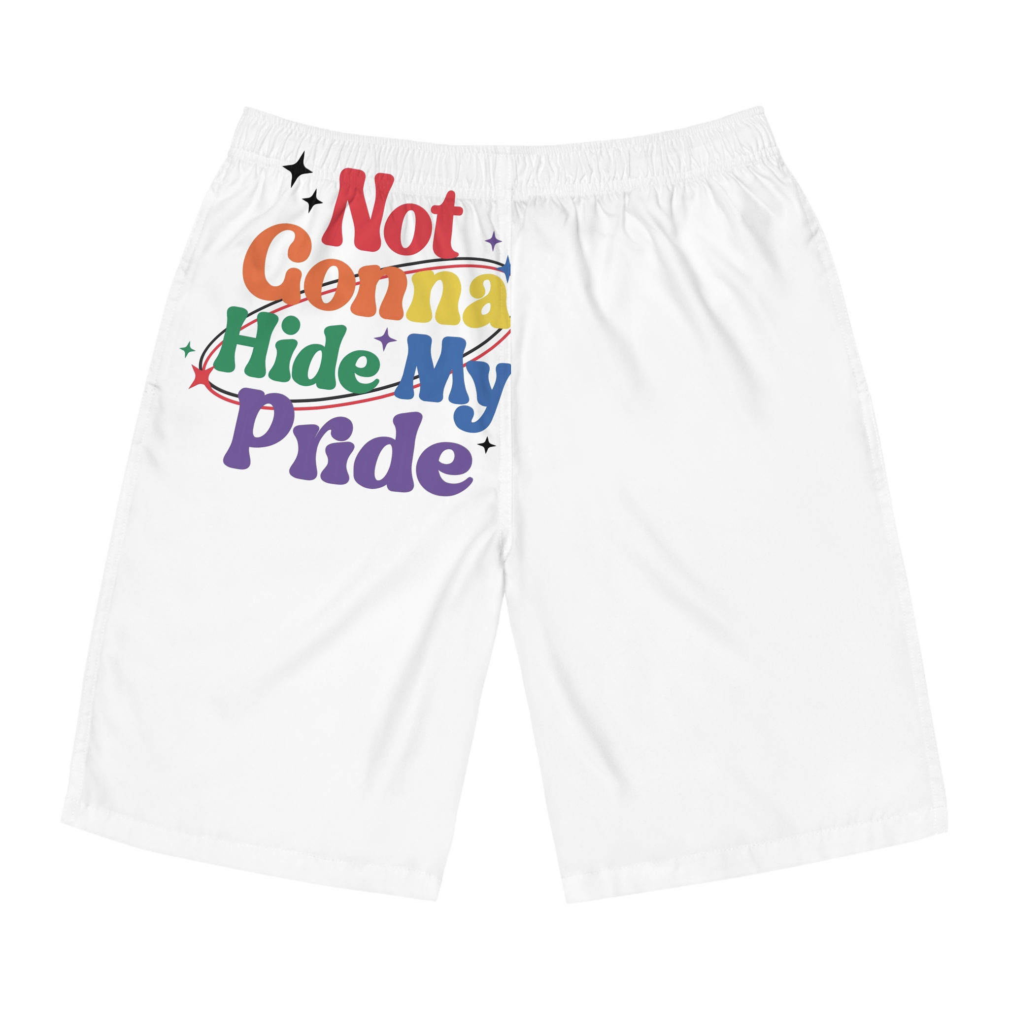 Poster That Says Gonna Hide My Pride Mens Board Shorts Aop