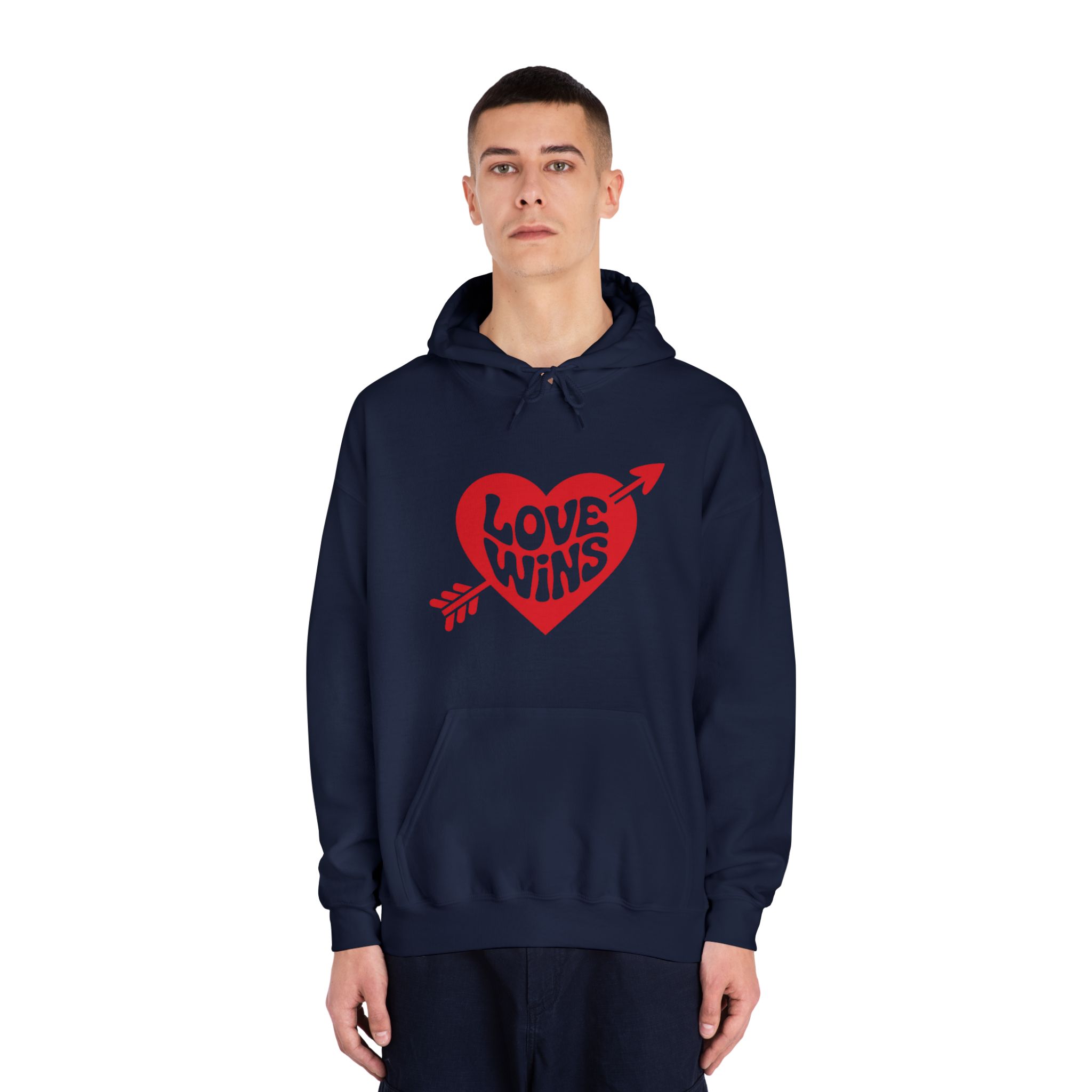Love Wins Inscription Red Heart Pierced With Cupid39s Arrow Transparent Background Unisex Dryblend Hooded Sweatshirt - Image 31