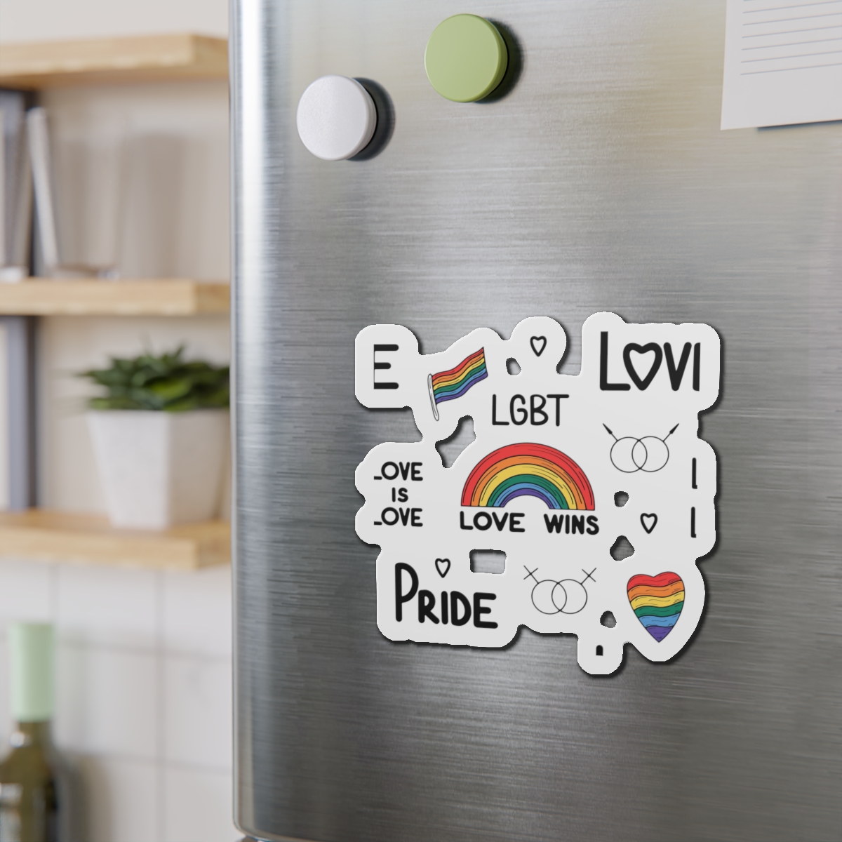 Lgbtq Pride Seamless Illustration Rainbow Hearts Love Symbols Die Cut Magnets - Image 12