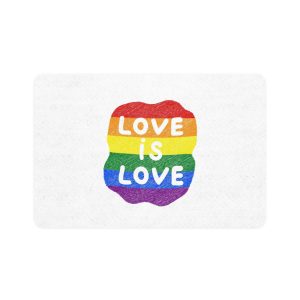 Love Is Love Lgbtq Pride Rainbow Poster Slogan Pet Food Mat 12x18