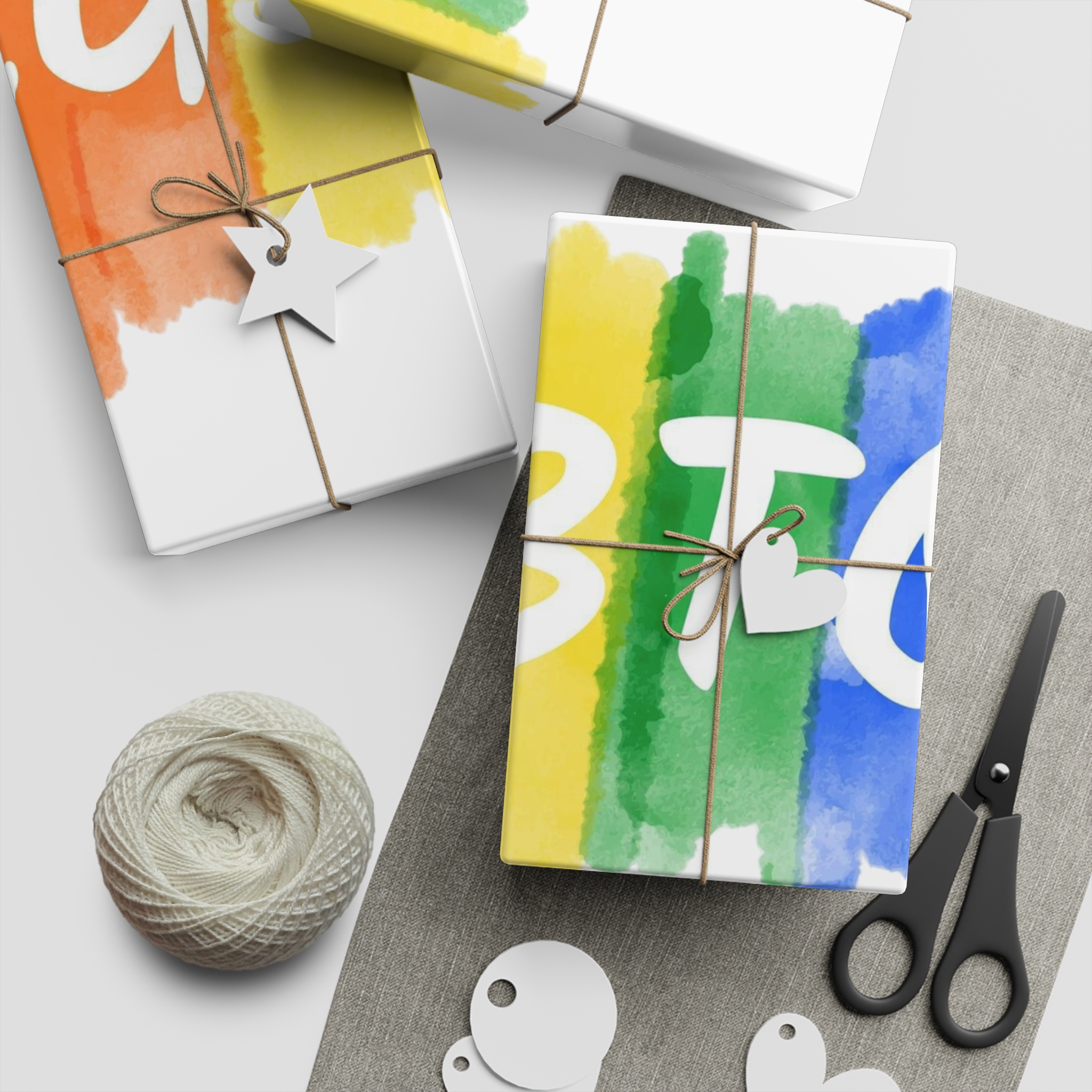 Lgbtq Logo Lettering Text Vector Rainbow Watercolor Paint Textured Colorful Stripes Gift Wrapping Paper Sheets 1pc - Image 5