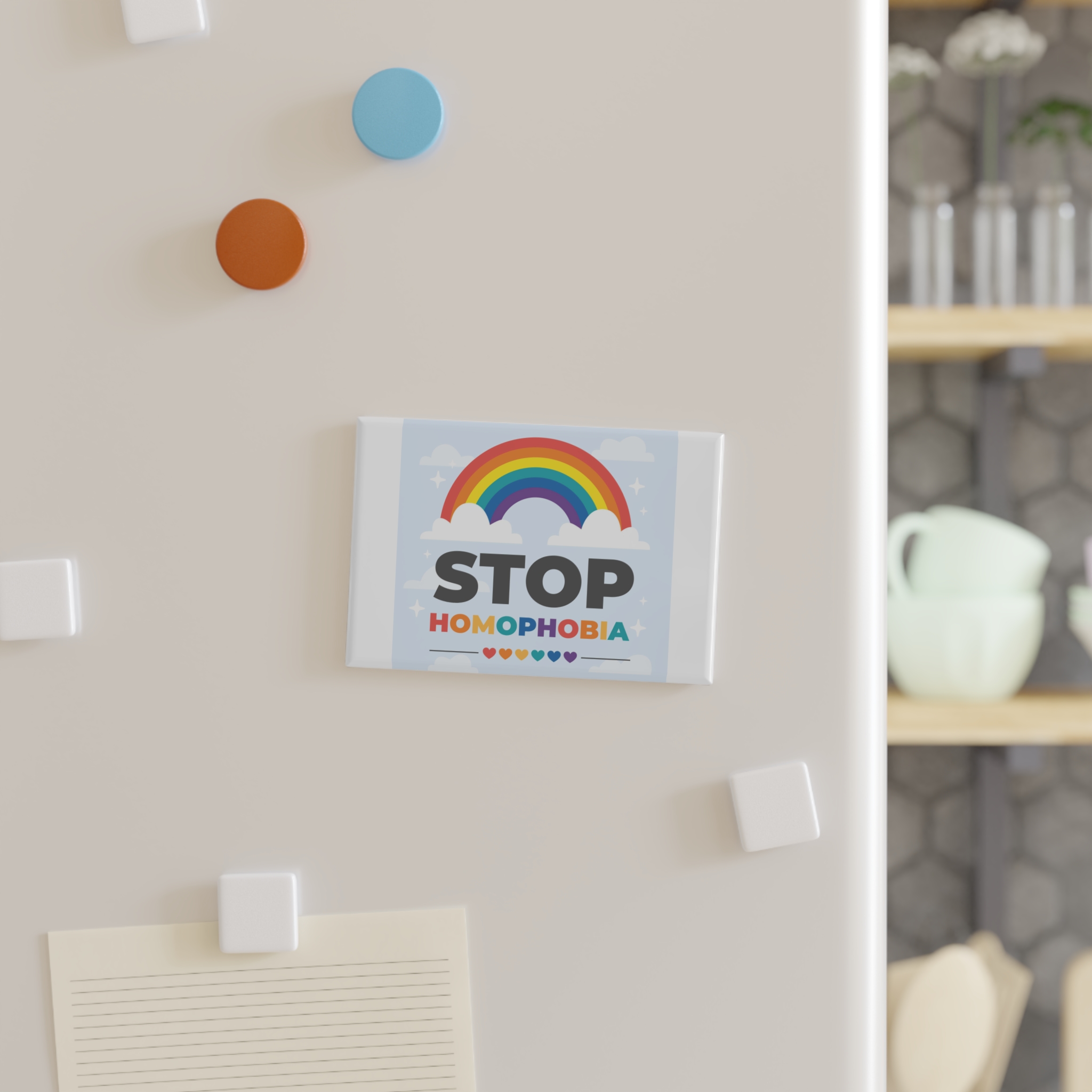 Hand Drawn Stop Homophobia Concept Illustration Button Magnet Rectangle 1 And 10 Pcs - Image 7