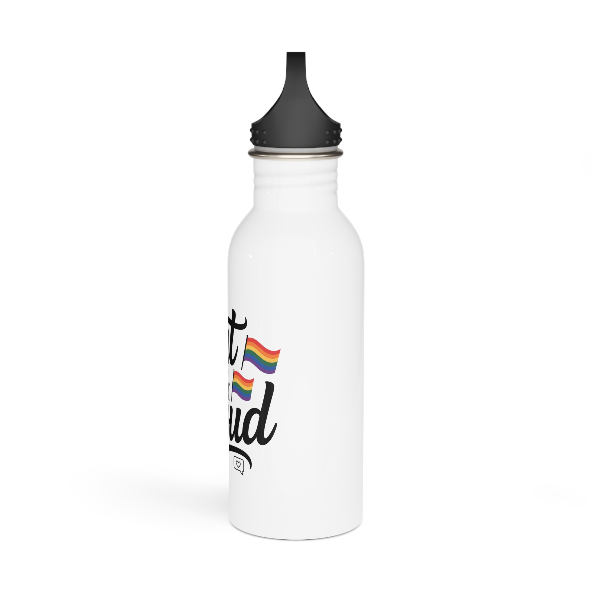 Out Proud T Shirt Design Isolated White Background1 Stainless Steel Water Bottle - Image 4