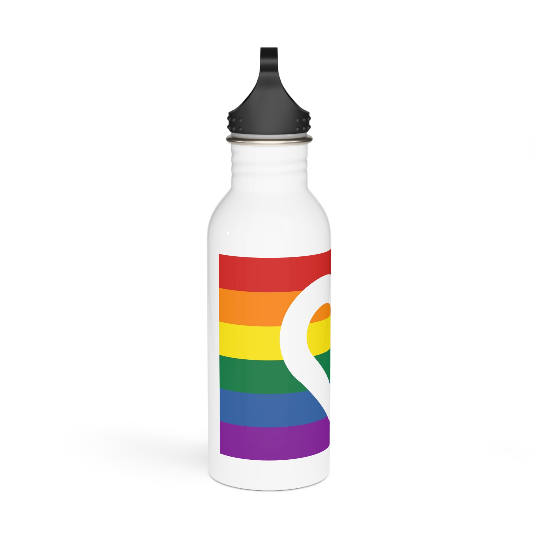 Pride Flag White Heart Shape Icon Inside Vector Illustration Stainless Steel Water Bottle - Image 2